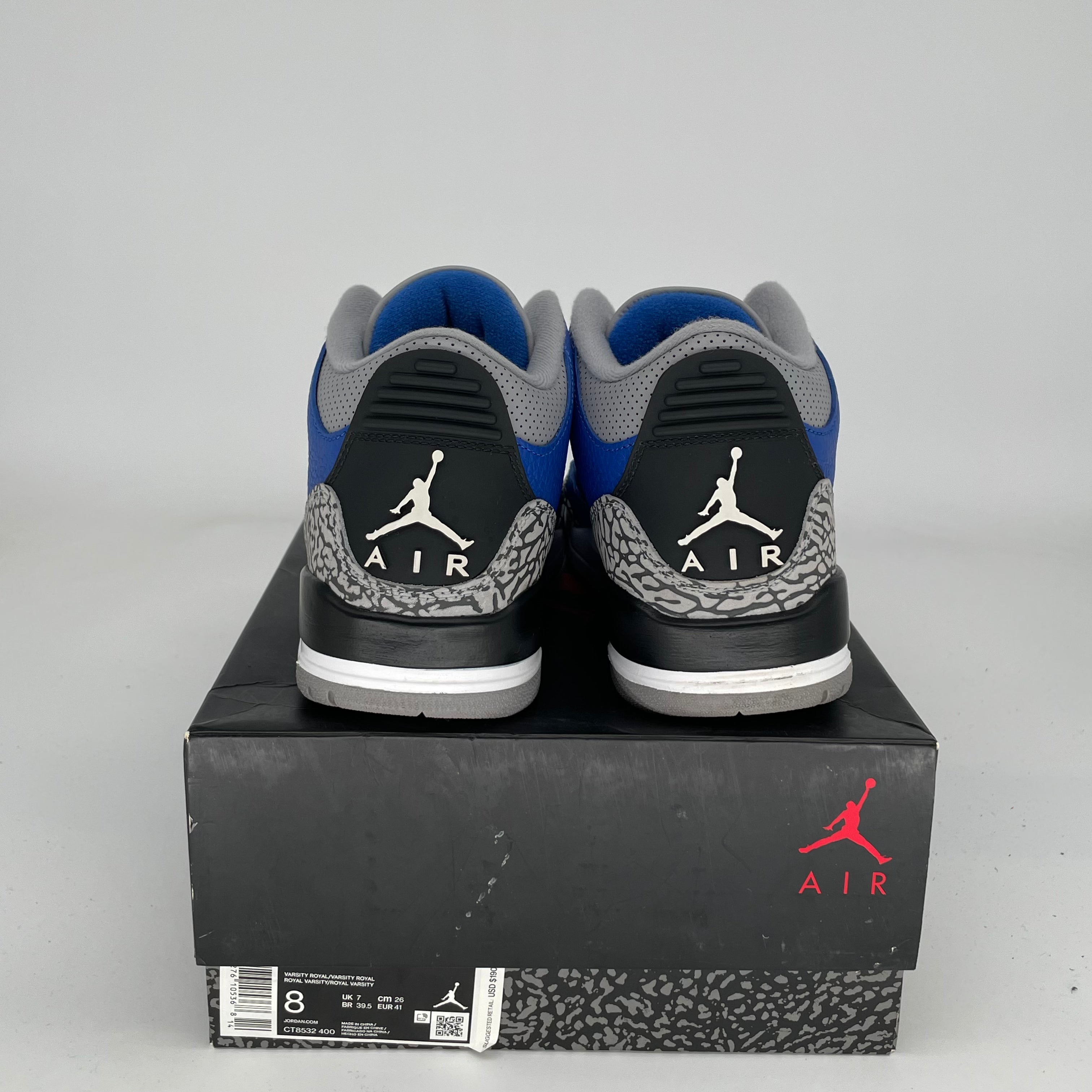 AIR JORDAN 3 VARSITY ROYAL CEMENT Men's Basketball Shoes - Size 8 (CT8532-400) | Retro Sneakers for Streetwear & Casual Fashion | Perfect for Basketball, Gym & Everyday Wear