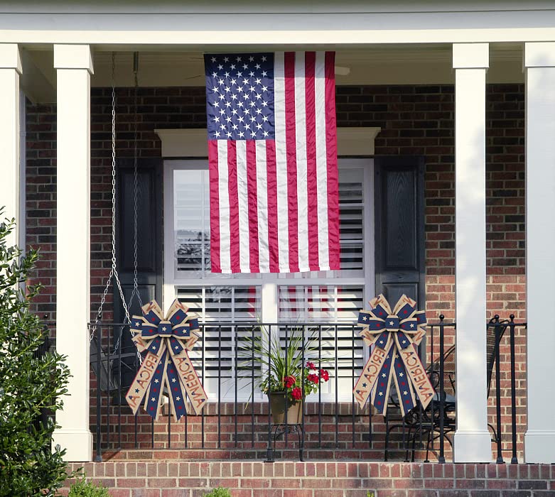 4th of July Wreath Bows - Patriotic Burlap Decor for Front Door & Tree
