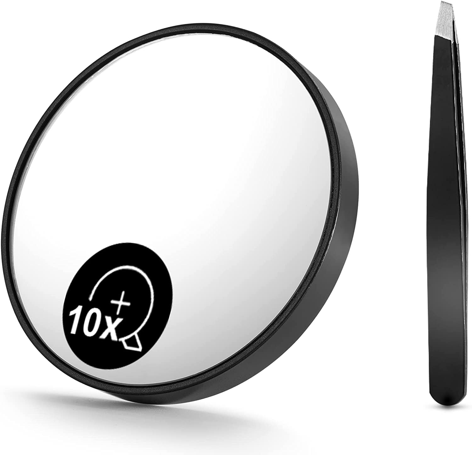 10X Magnifying Mirror with LED Light & Precision Tweezers Set - Portable Travel Makeup Mirror for Eyebrow Grooming, Skincare, and Makeup Application - Perfect for Home, Hotel, and On-the-Go Use