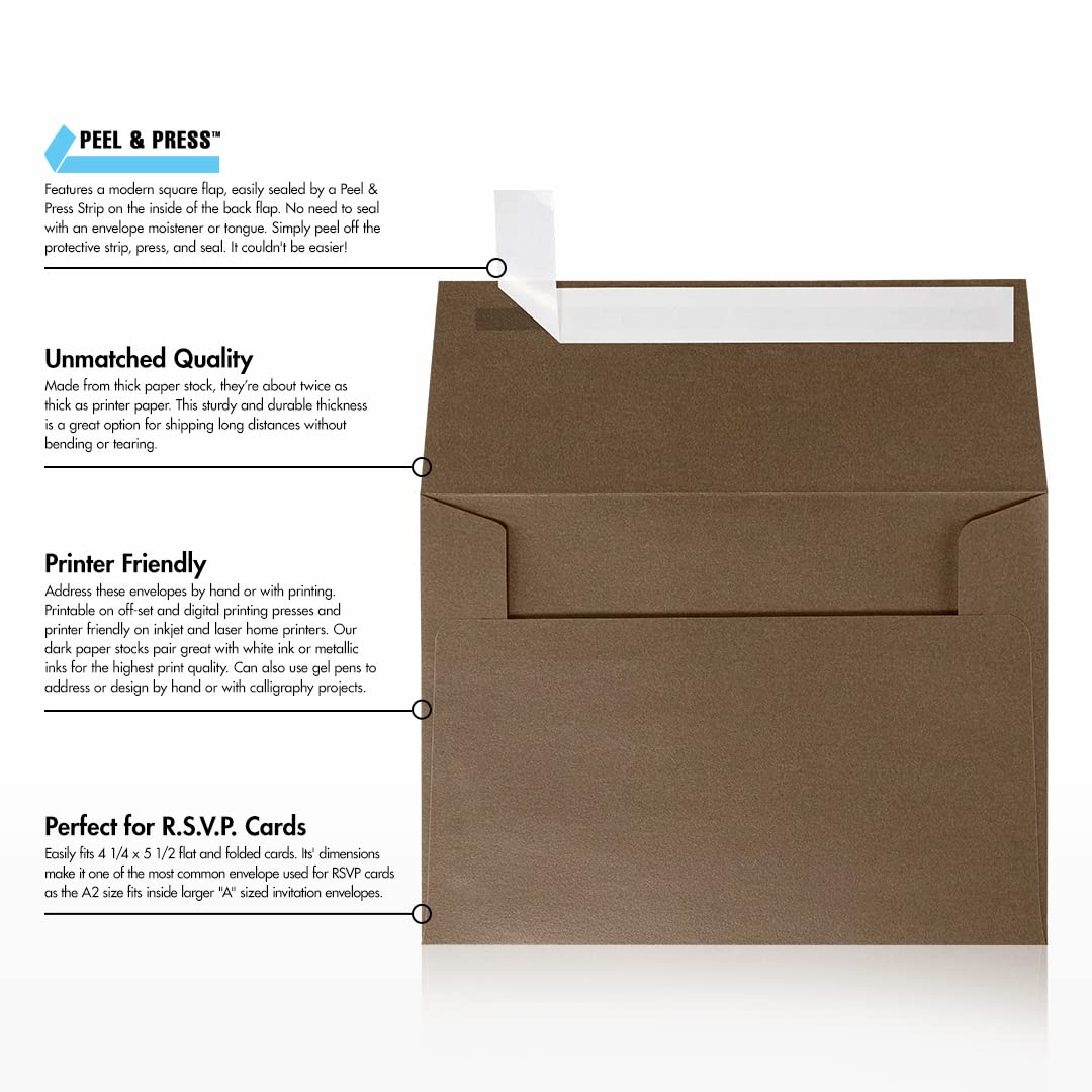 Premium A2 Invitation Envelopes with Peel & Press Seal - 4 3/8