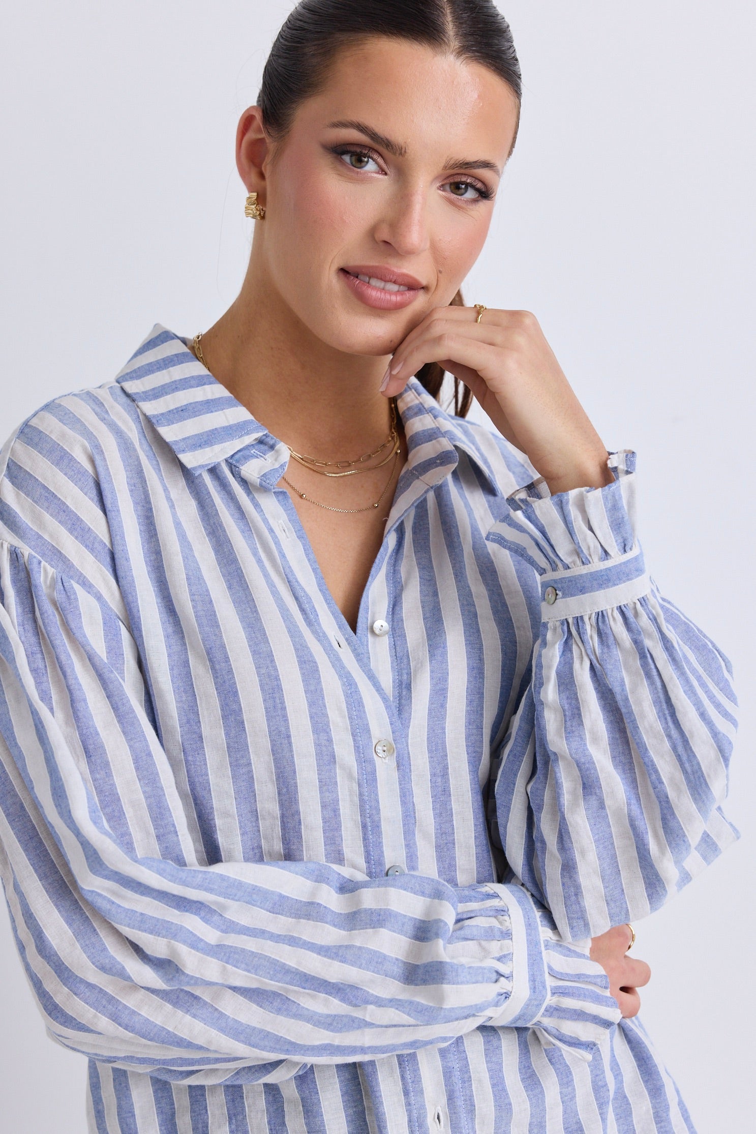 Stylish Blue Stripe Drop Shoulder Long Sleeve Shirt for Men & Women | Casual Comfort Wear for Everyday Outfits, Office & Weekend Looks