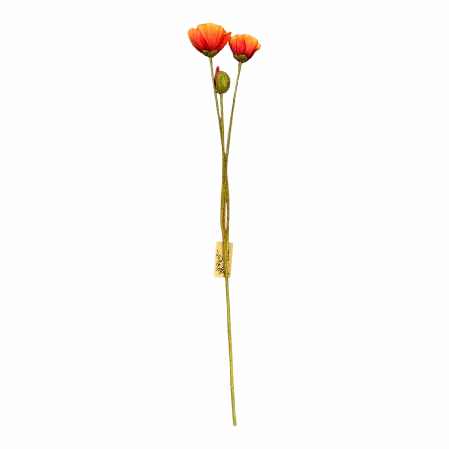 Faux Orange Provence Poppy Artificial Flowers - Realistic Home Decor for Living Room, Wedding, Party & Event Centerpieces