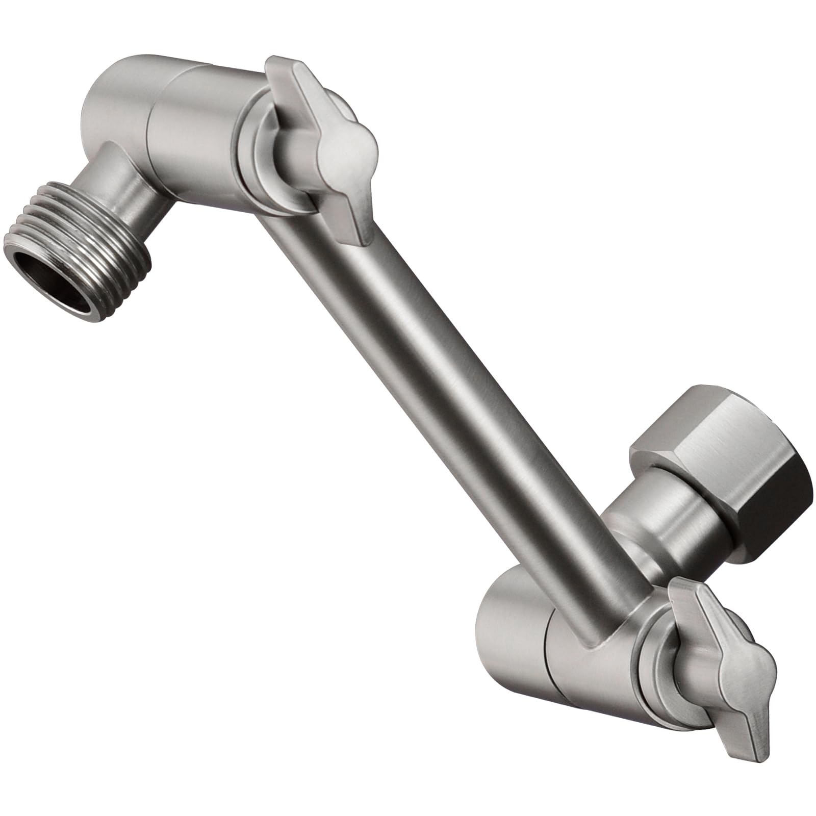 Adjustable 4 Inch Shower Head Extension Arm - Solid Brass Universal Shower Arm Extender with Anti-Leak Design for Rain & Handheld Showerheads (Brushed Nickel) - Perfect for Bathroom Renovation & Spa-Like Shower Experience