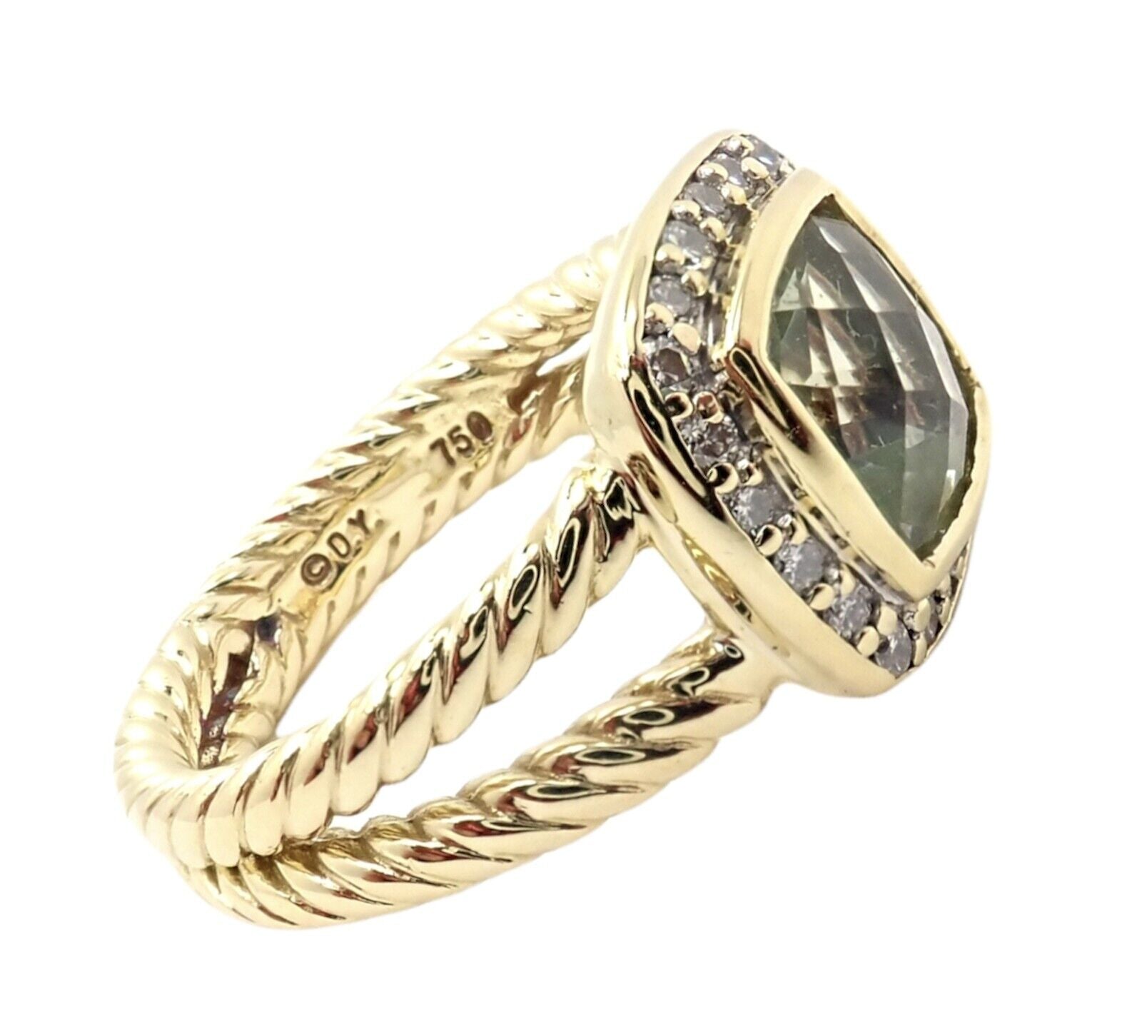 David Yurman Albion 18k Yellow Gold Diamond Citrine Ring Size 5.25 - Elegant Jewelry for Women, Perfect for Weddings, Anniversaries & Special Occasions