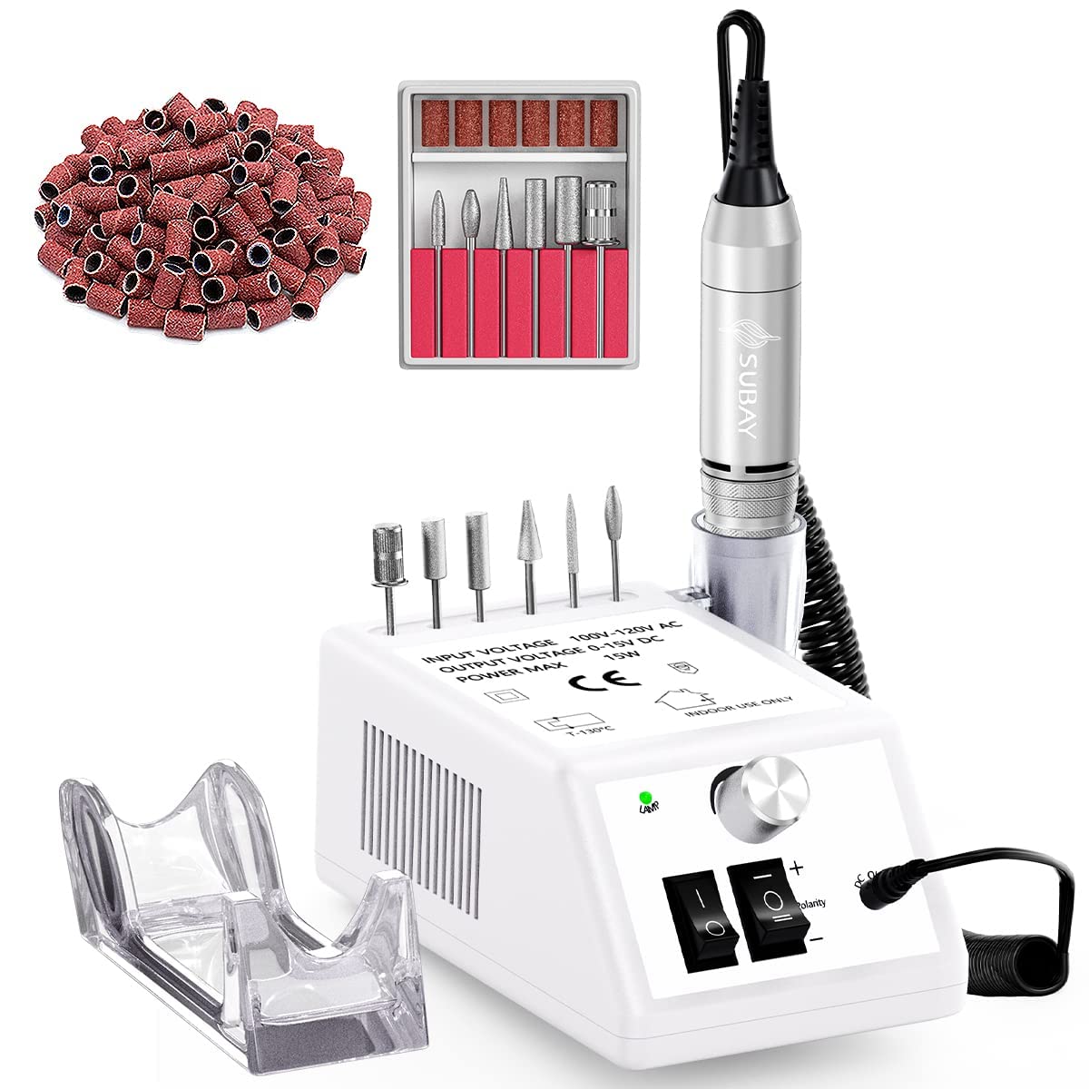 Professional Electric Nail Drill Machine Kit - Multifunctional Nail File for Acrylic, Gel & Nail Art | Perfect for Beginners & Salon Use | Portable Nail Polisher Set (White) | Home Manicure & Professional Nail Care Solution