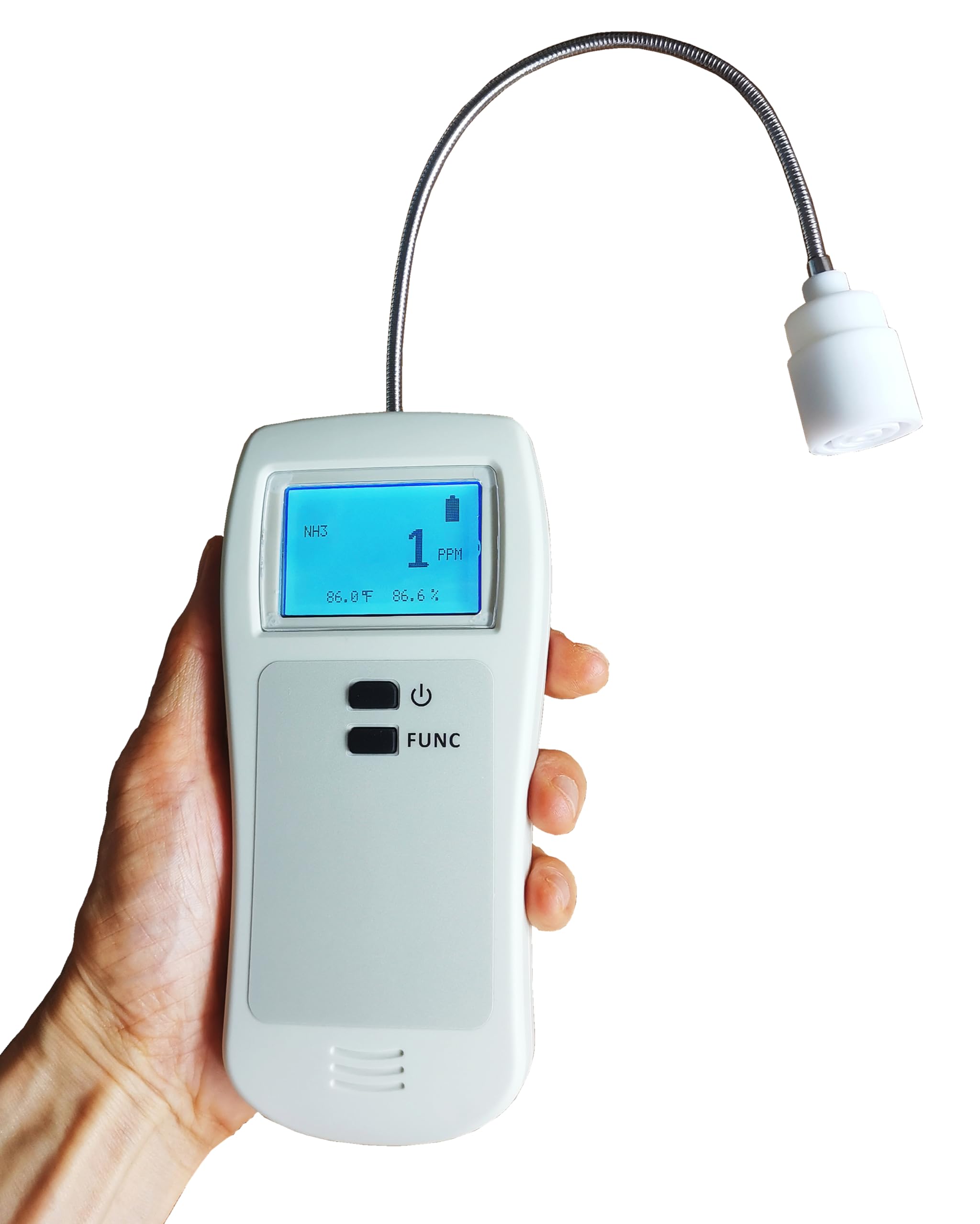 Portable NH3 Gas Detector with Bendable Gooseneck - Handheld Ammonia Leak Detector 0-500 PPM, Sound & Light Alarm for Industrial Safety & Home Use