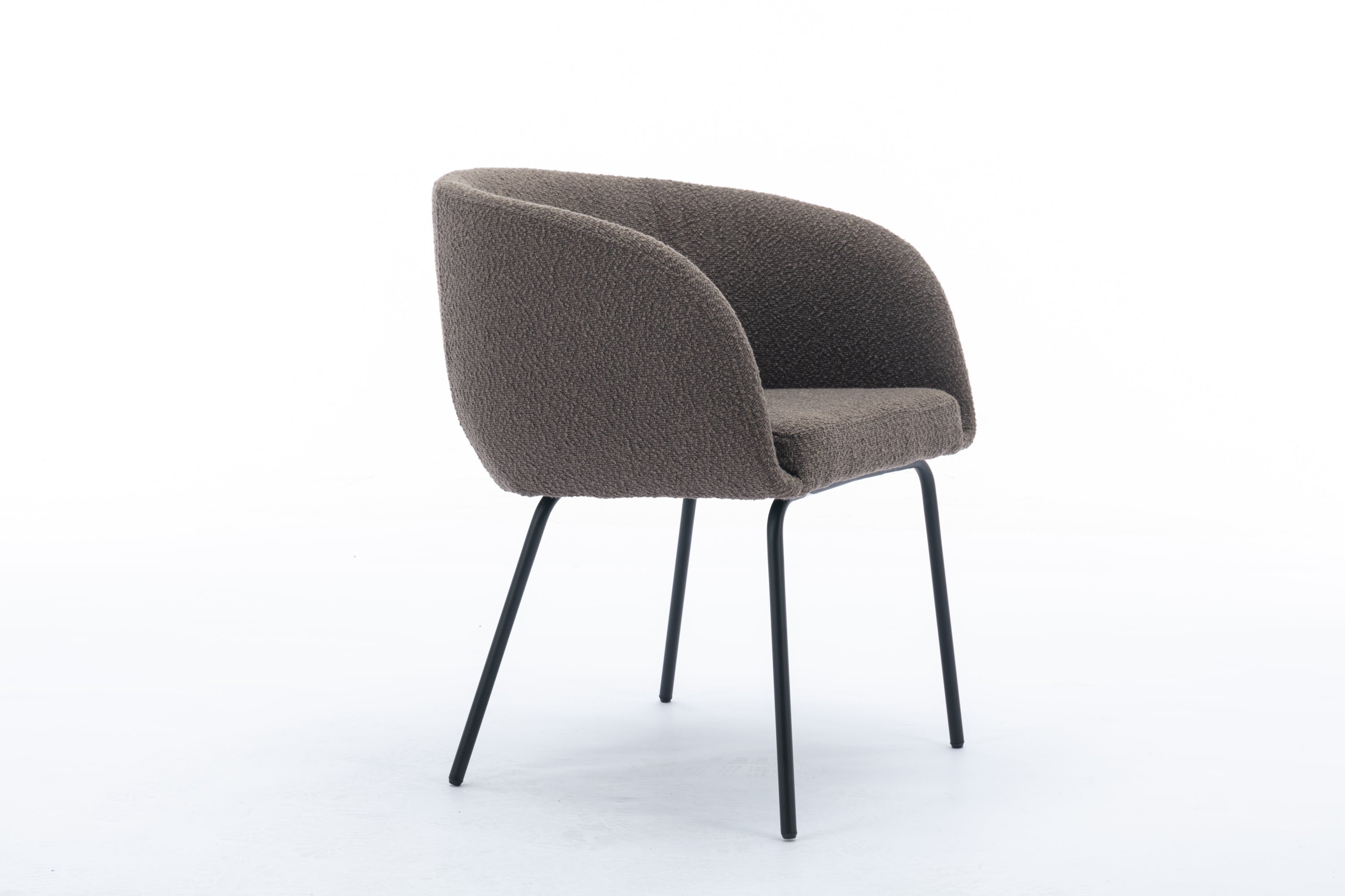 Boucle Fabric Dining Chair with Black Metal Legs - Set of 1 - Modern Upholstered Side Chair for Kitchen, Dining Room & Office