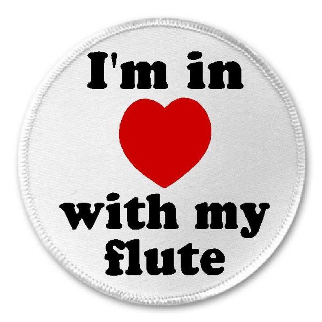 I'm In Love With My Flute - 3 Inch Circle Sew On or Iron On Patch for DIY Crafts, Clothing, Bags & Accessories