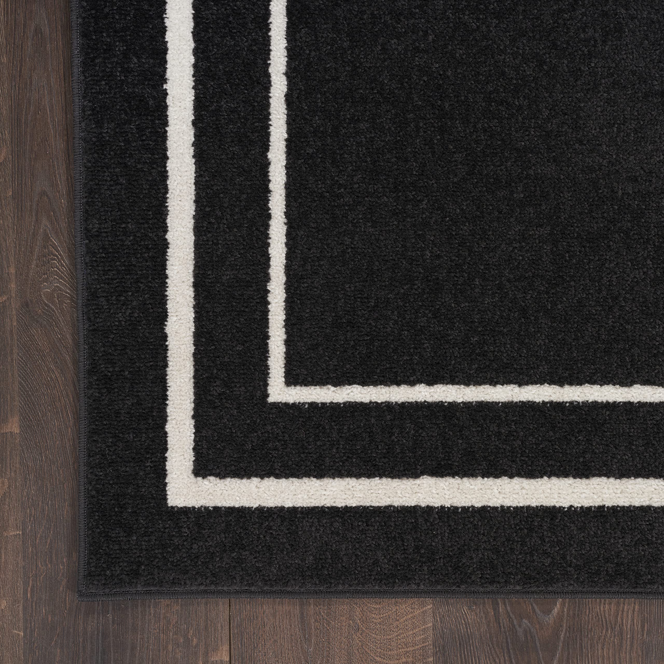 Nourison Essentials 8' x 10' Indoor/Outdoor Area Rug - Black Ivory, Easy to Clean, Non-Shedding for Bedroom, Living Room & Dining Room | Perfect for Backyard, Deck & Patio Use