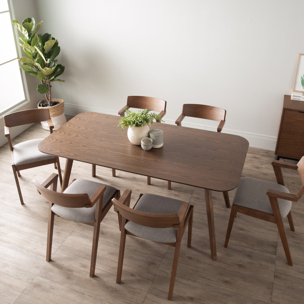 Premium 180cm Solid Walnut Dining Table - RODEN Classic Wooden Table for Dining Room, Kitchen, and Family Gatherings