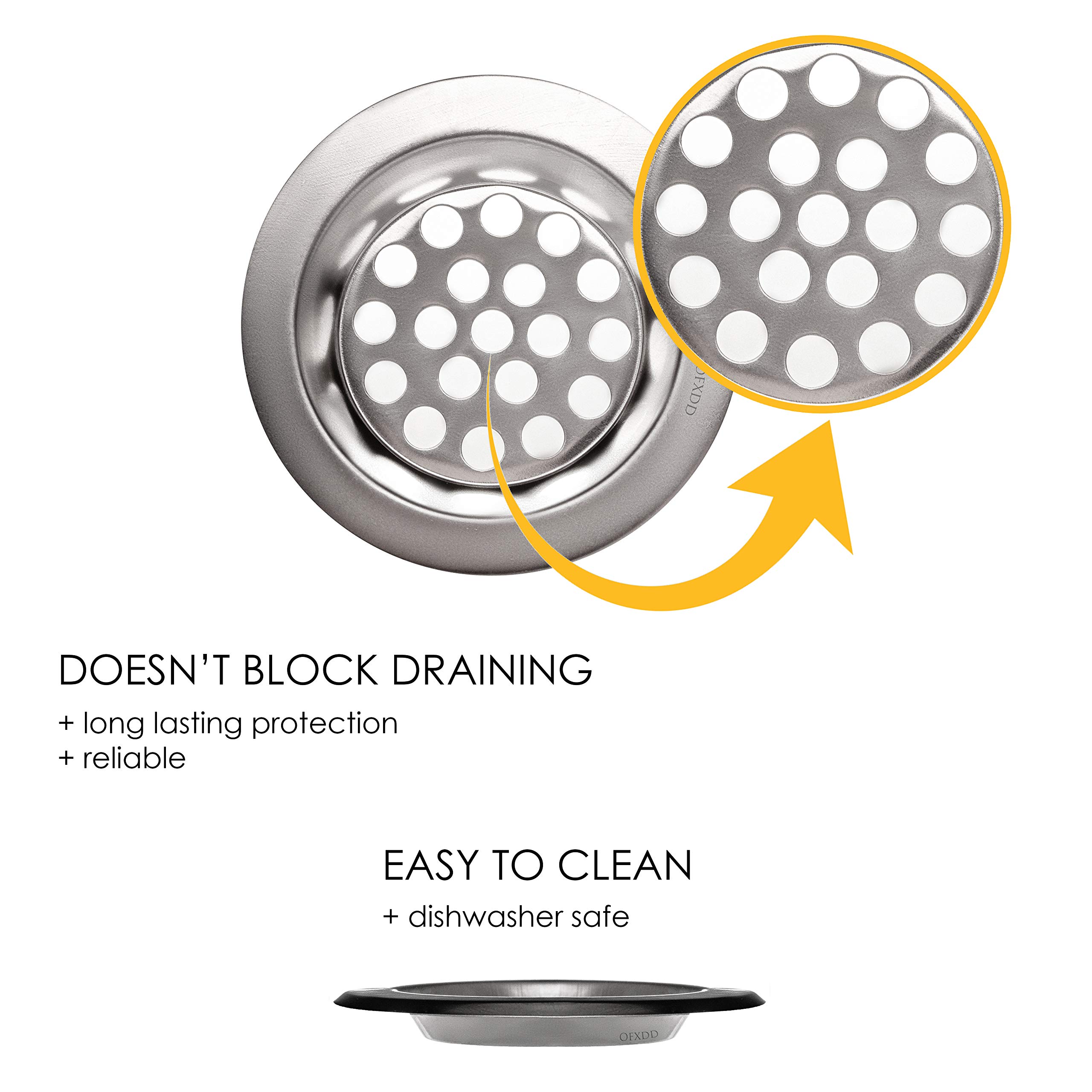 2.5 Inch Stainless Steel Sink Strainer - Bathtub & Kitchen Drain Hair Catcher for Bathroom & Kitchen Sink - Durable Food & Debris Filter (2 Pack) - Perfect for Preventing Clogs in Showers, Tubs & Sinks