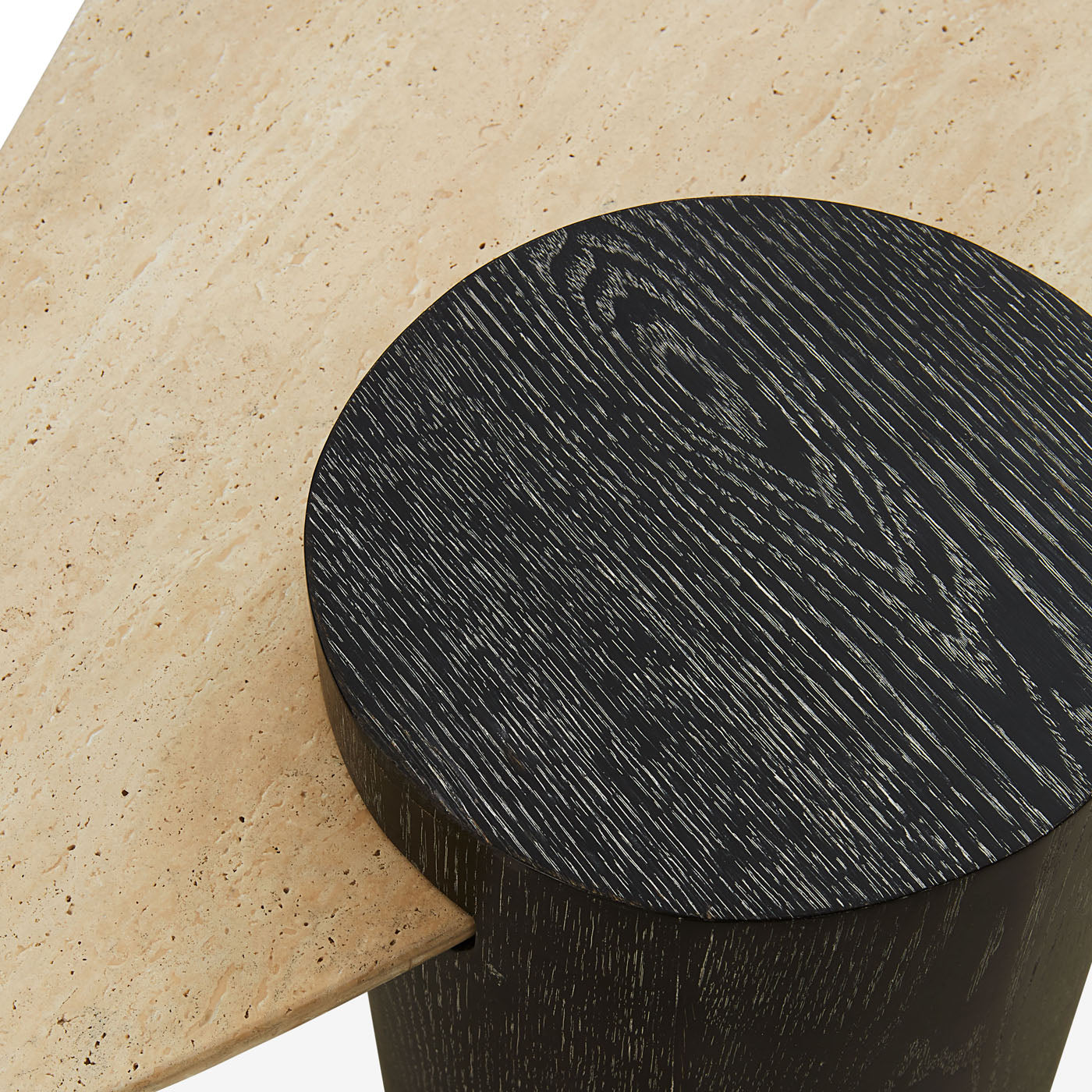 Modern Oeuf Travertine Cocktail Table - Natural Stone Coffee Table for Living Room, Lounge & Outdoor Patio - Elegant Home Decor & Entertaining Furniture