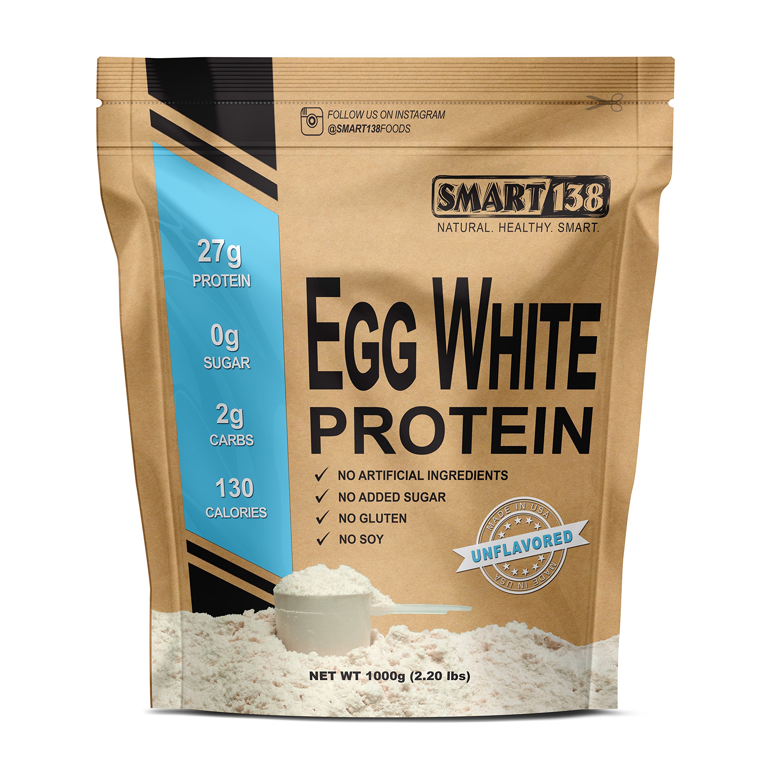 Pure Egg White Protein Powder - Cage-Free USA Farms, Non-GMO, Gluten-Free, Paleo Friendly, Unflavored (2.2lbs) | Ideal for Smoothies, Baking & Post-Workout Recovery