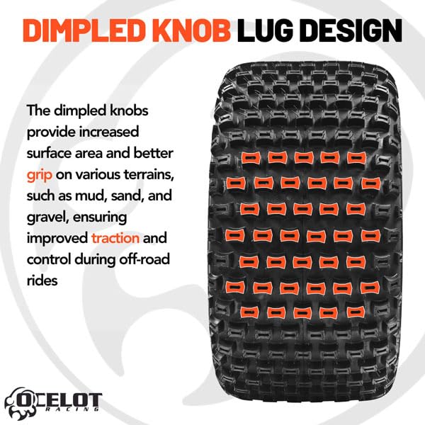 Ocelot P322 Rear 22x11-8 ATV Tires - 2-Ply Durable Tubeless Off-Road Tires with Knobby Tread - 22x11x8 UTV Tires for Dirt, Grass & Gravel - Perfect for Trail Riding, Hunting & Farm Work