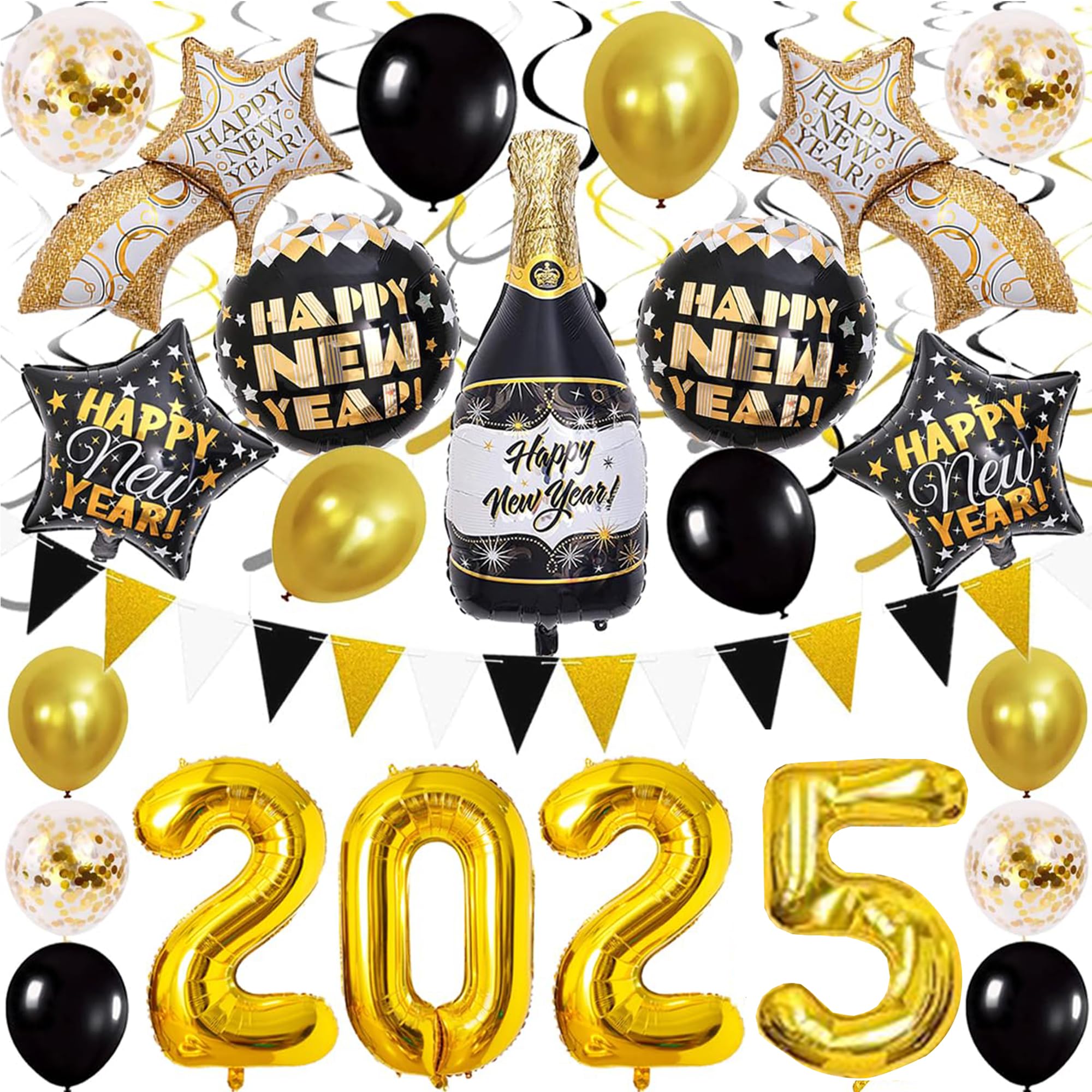 2025 New Year's Eve Party Decorations Kit - Happy New Year Balloons, Banners & Supplies for Adults & Kids | NYE Celebration, Countdown Party, Home & Office Decor