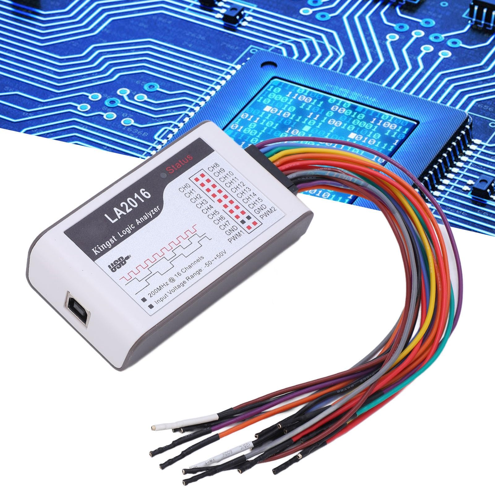 16-Channel LA2016 USB Logic Analyzer - 200MS/s Sampling Rate, ±50V Adjustable Threshold for Electronics Testing | Ideal for Circuit Debugging, Embedded Systems & DIY Projects