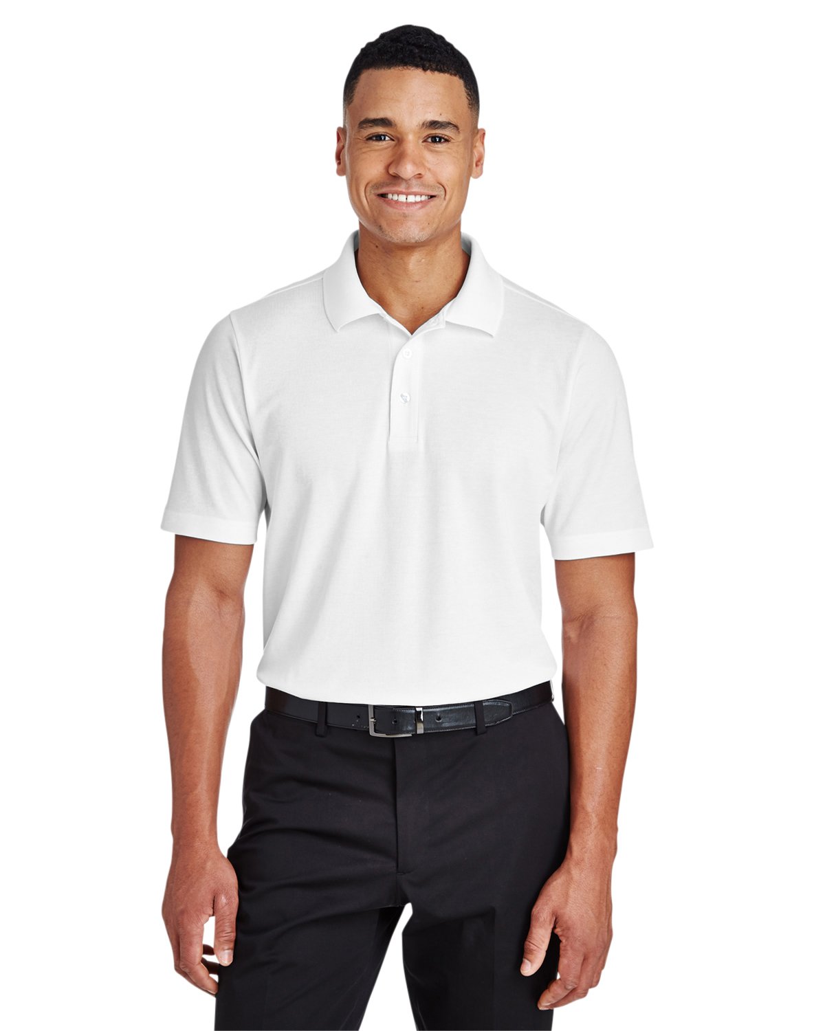 Devon & Jones CrownLux Performance™ Men's Tall Plaited Polo Shirt - Light White | Moisture-Wicking & Breathable Golf & Business Casual Wear