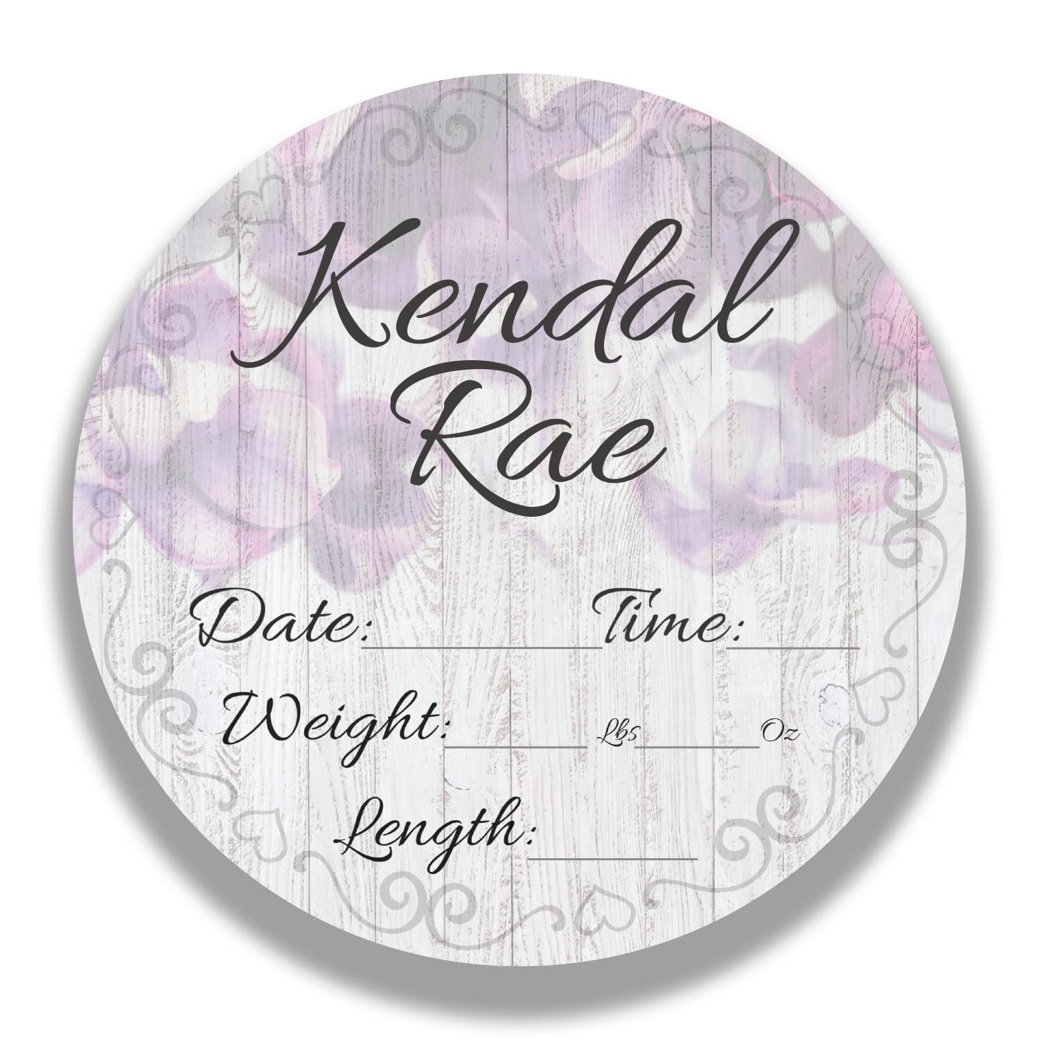 Personalized Baby Newborn Announcement Sign - Custom Name & Gender Reveal for Nursery, Girl Boy Neutral Wall Decor - Perfect for Hello World Hospital Photography & Baby Shower Gifts (Purple Flowers Design)