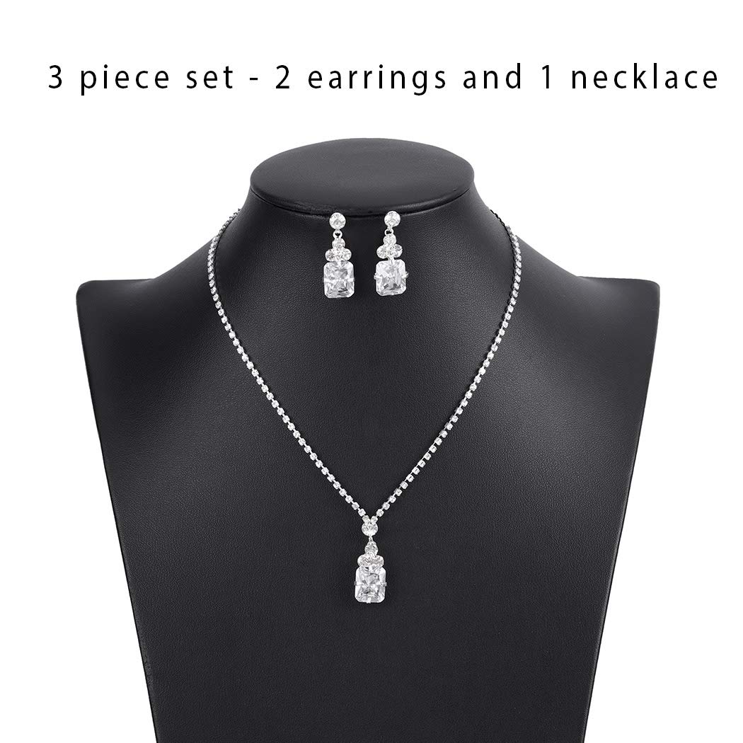 Elegant Silver Bridesmaid Jewelry Set - Necklace and Earrings for Weddings, Bridal Parties & Special Occasions | Perfect Gift for Women and Brides