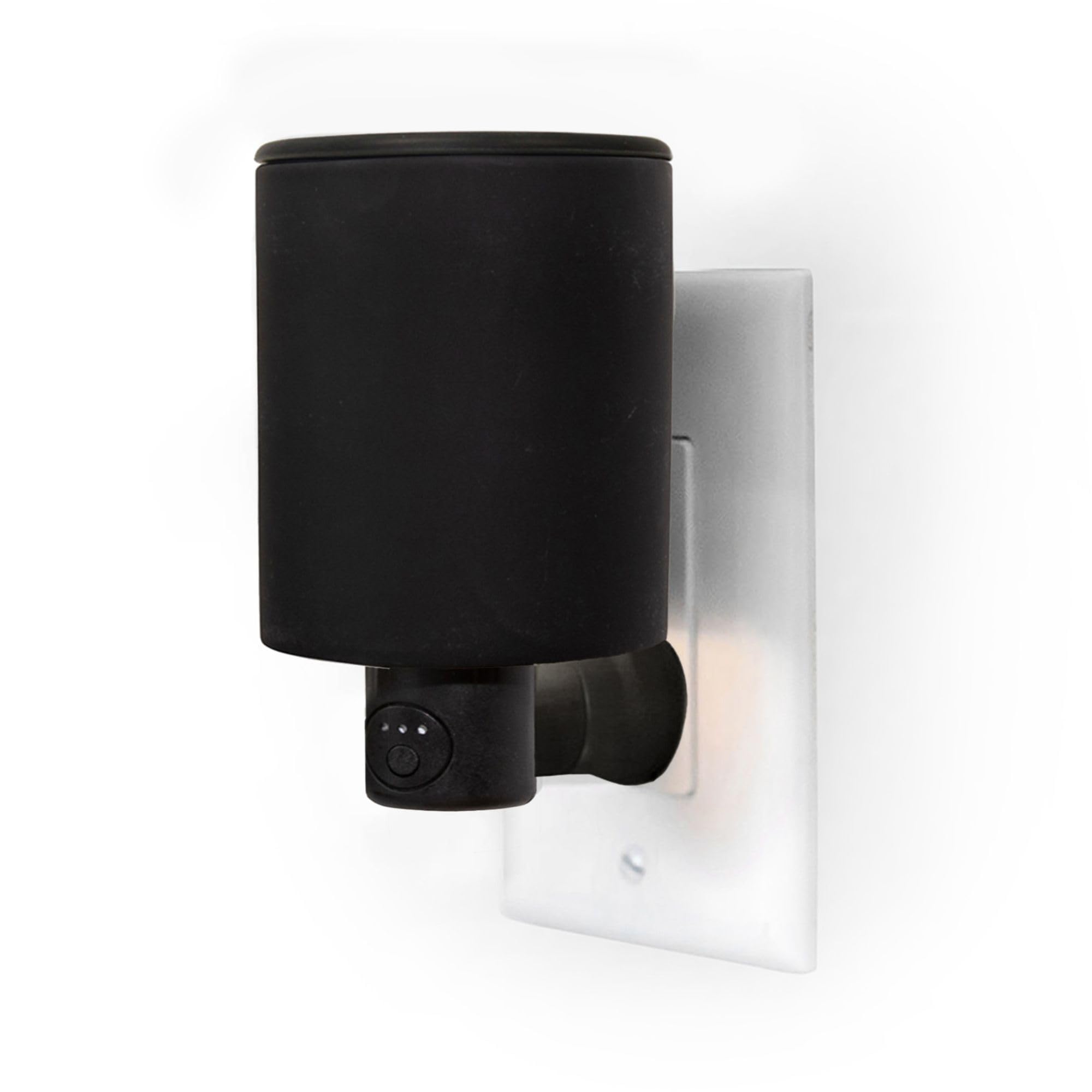 Happy Wax Black Outlet Timer Warmer for Scented Wax Melts - Compact Ceramic Wall Plug-in Wax Warmer with Timer & Removable Silicone Dish | Home Fragrance Melter for Bedroom, Office, Bathroom & Small Spaces