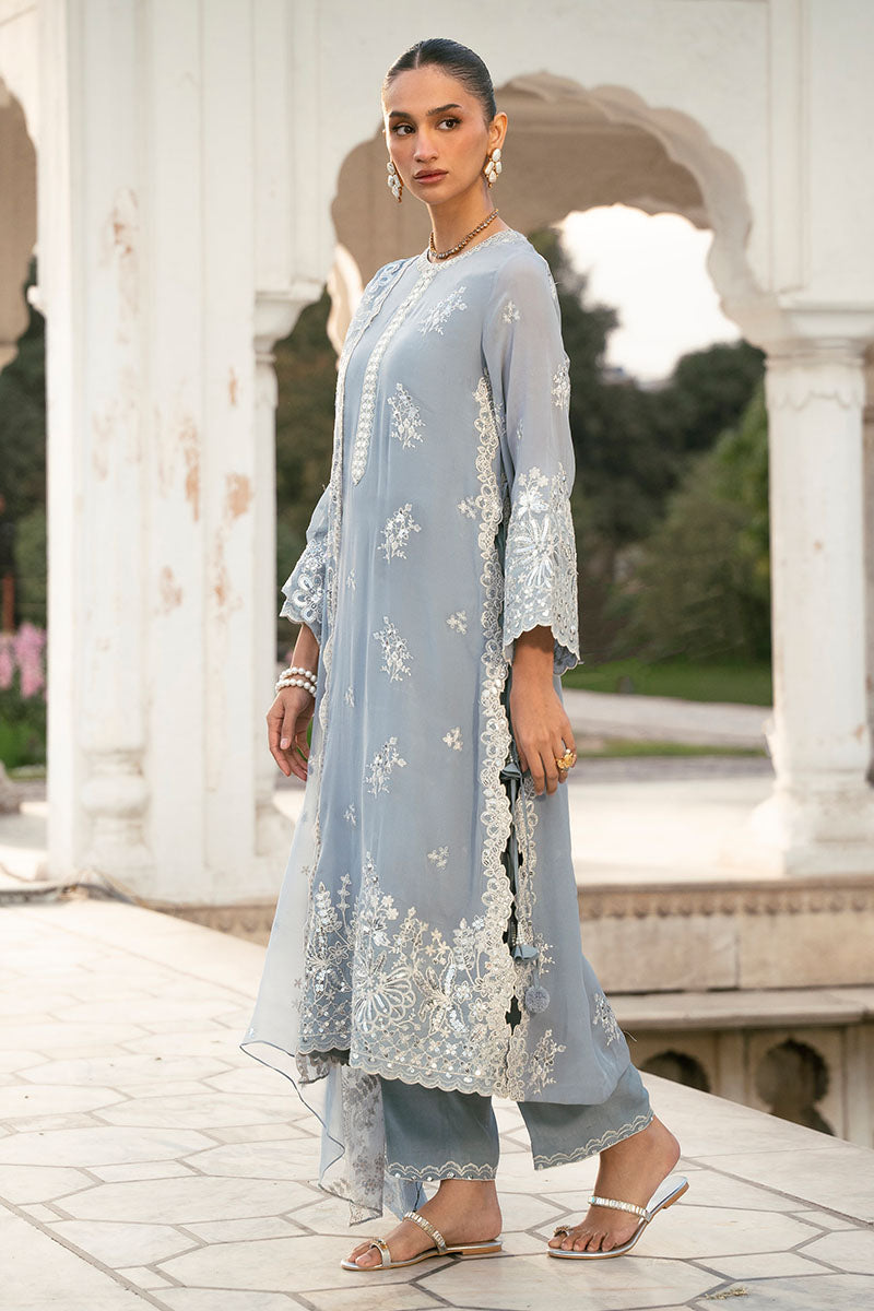 Stylish Grey Melange 3-Piece Set (Shirt, Trousers & Dupatta) for Women - Perfect for Office Wear, Casual Outings & Special Occasions