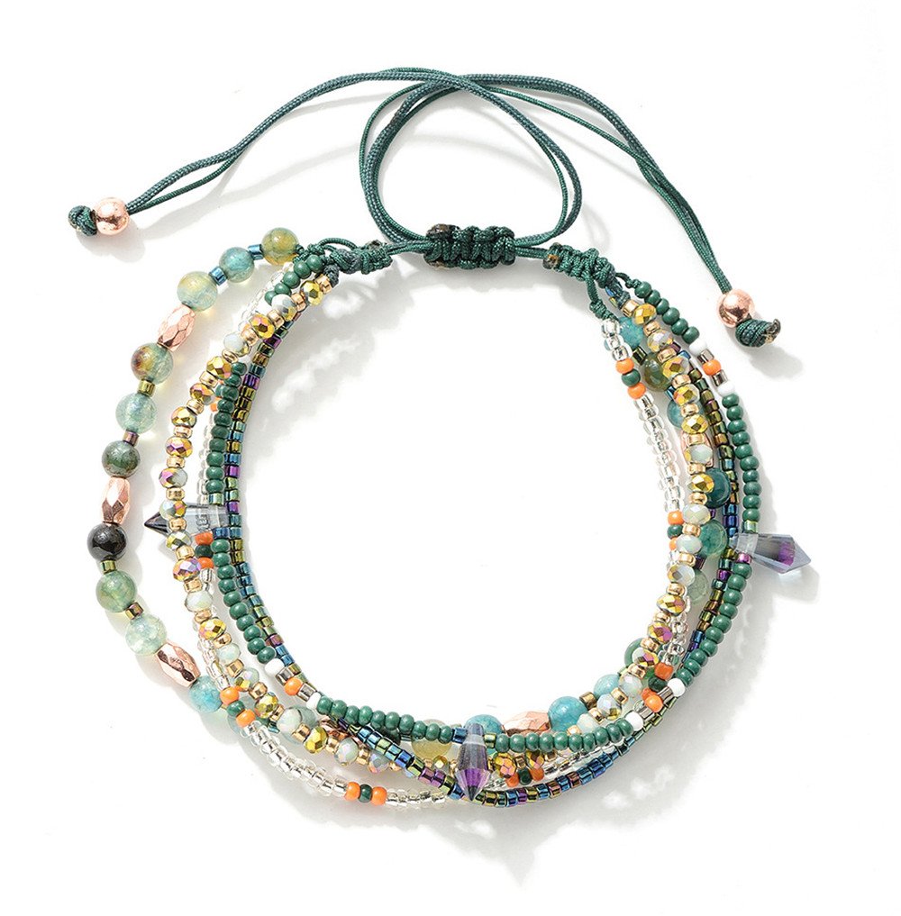 Handmade Adjustable Bohemian Wrap Bracelet - Braided String Beaded Anklet for Women | Perfect for Beach, Festival & Boho Chic Outfits
