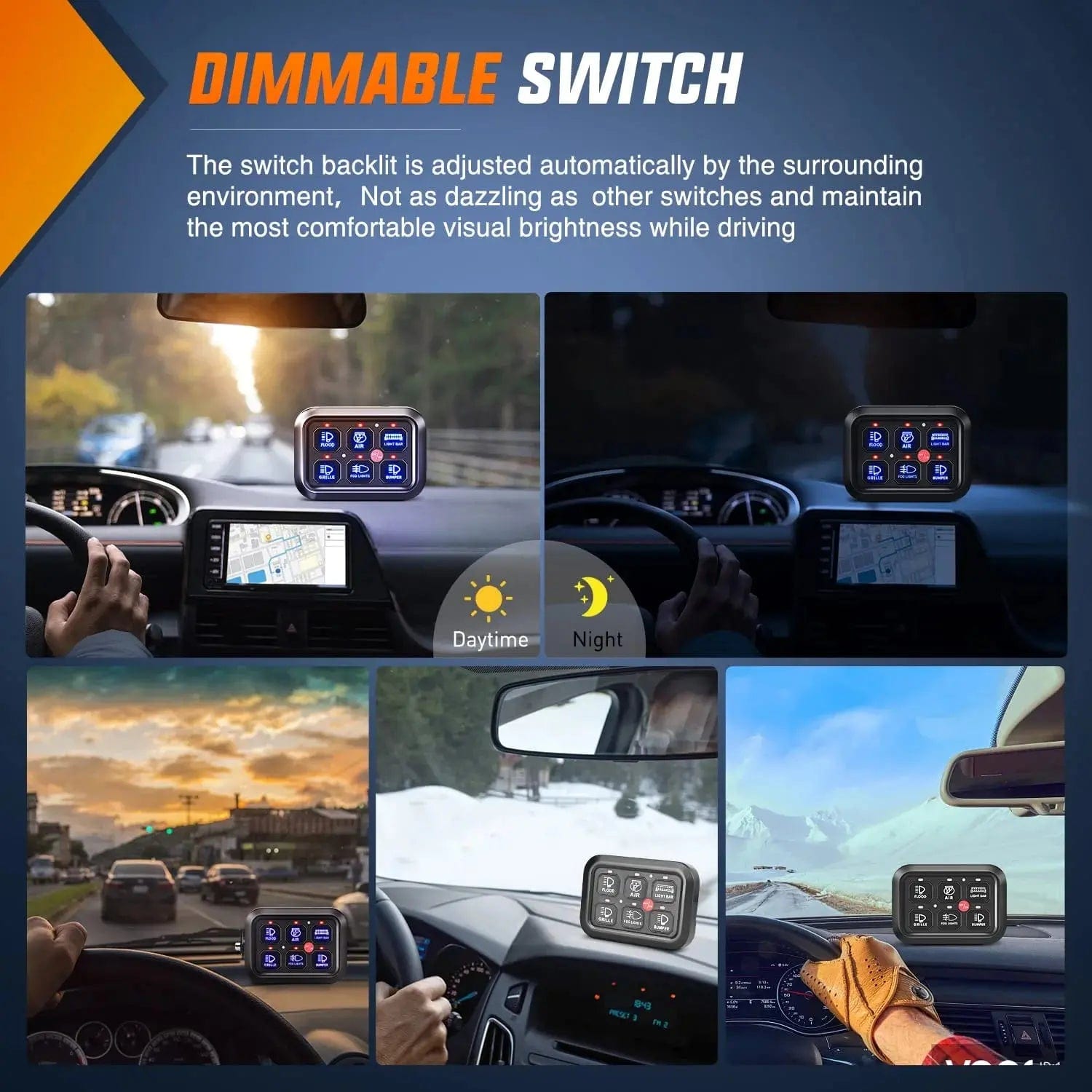 6 Gang Multifunction Blue Rocker Switch Panel System - Marine, RV, Truck & Boat Control Panel for Easy Electrical Management