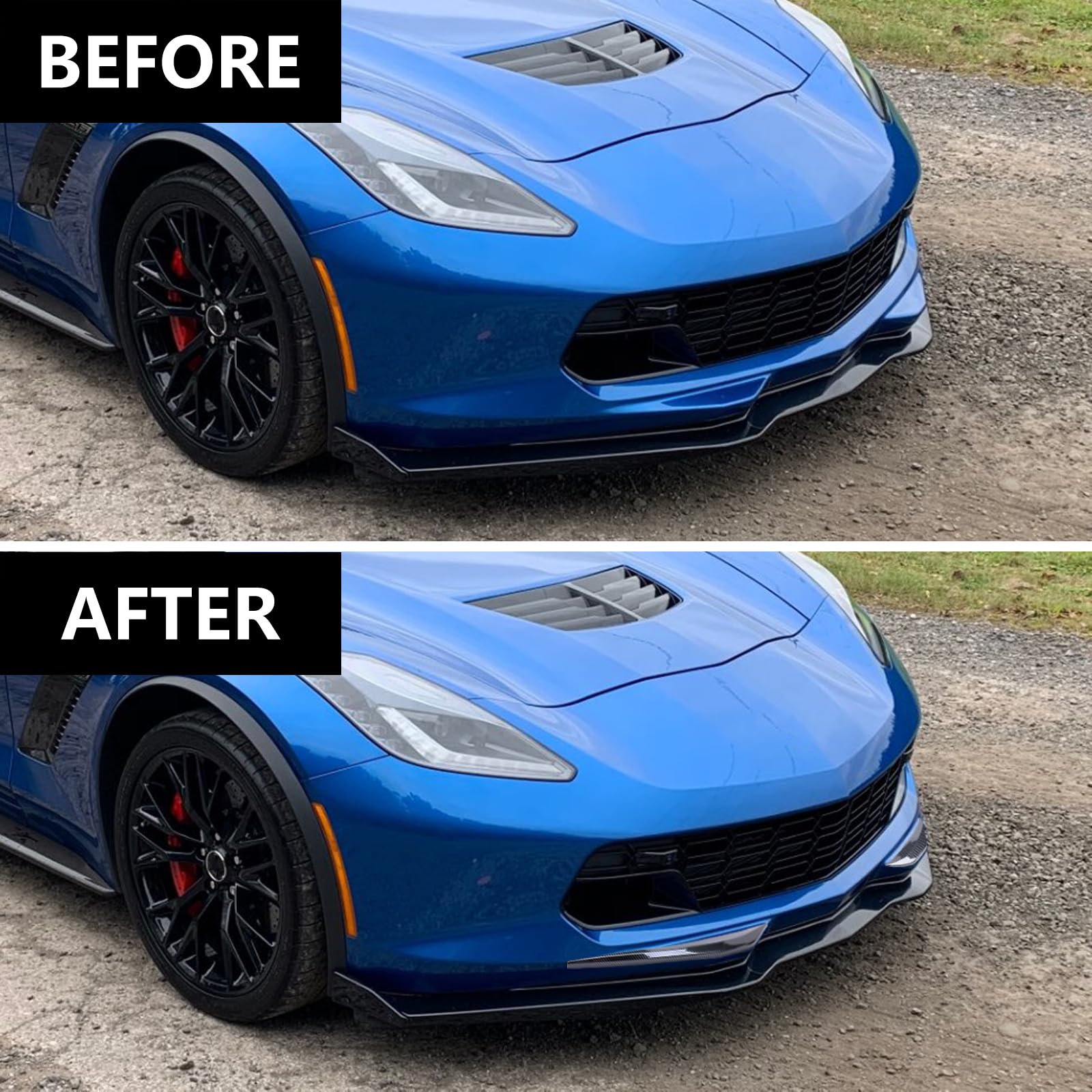 Carbon Fiber Front Bumper Trim Cover for Chevy Corvette C7 (2014-2019) | Bottom Corner Protector | Enhances Style & Protection | Perfect for Car Shows & Daily Driving