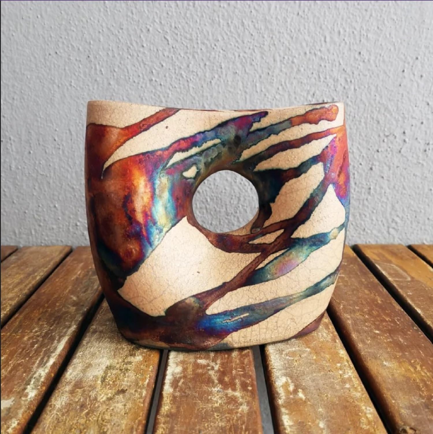 Handmade Ceramic Raku Vase - 4.7 Inch Boho Home Decor, Unique Pottery Gift for Women, Mom, Bridesmaid Wedding Present in Gift Box - Perfect for Living Room, Bedroom & Boho Wedding Decor