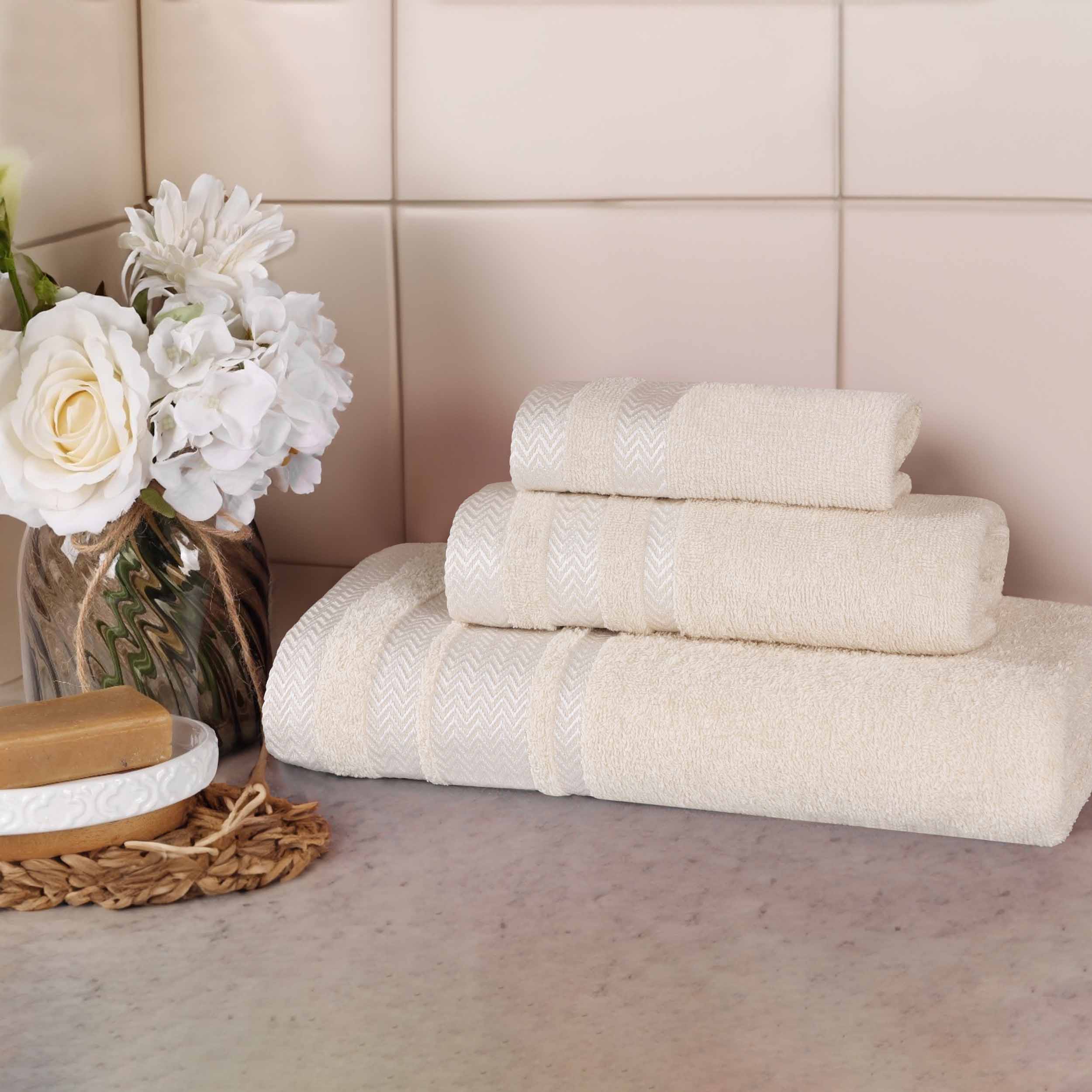 Premium Hays Cotton Medium Weight 3-Piece Bath Towel Set - Soft & Absorbent for Spa, Gym, and Home Use
