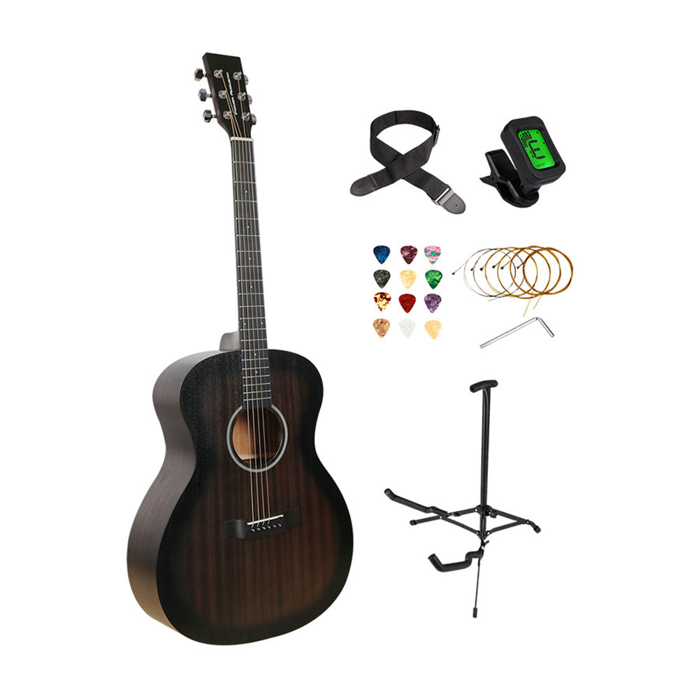 Power Acoustik GTRB RAVEN 41 Inch Handmade Sapele Acoustic Guitar Bundle with Case, Strap, Picks & Tuner - Perfect for Beginners, Travel & Campfire Performances