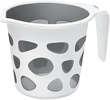 Premium BPA-Free Plastic Bath Mug - 50oz Designer Duplex Bathroom Accessory for Camping, Travel & Home Use (Black, 1 Pack) - Durable Water Cup for Shower, Bathing & Outdoor Activities