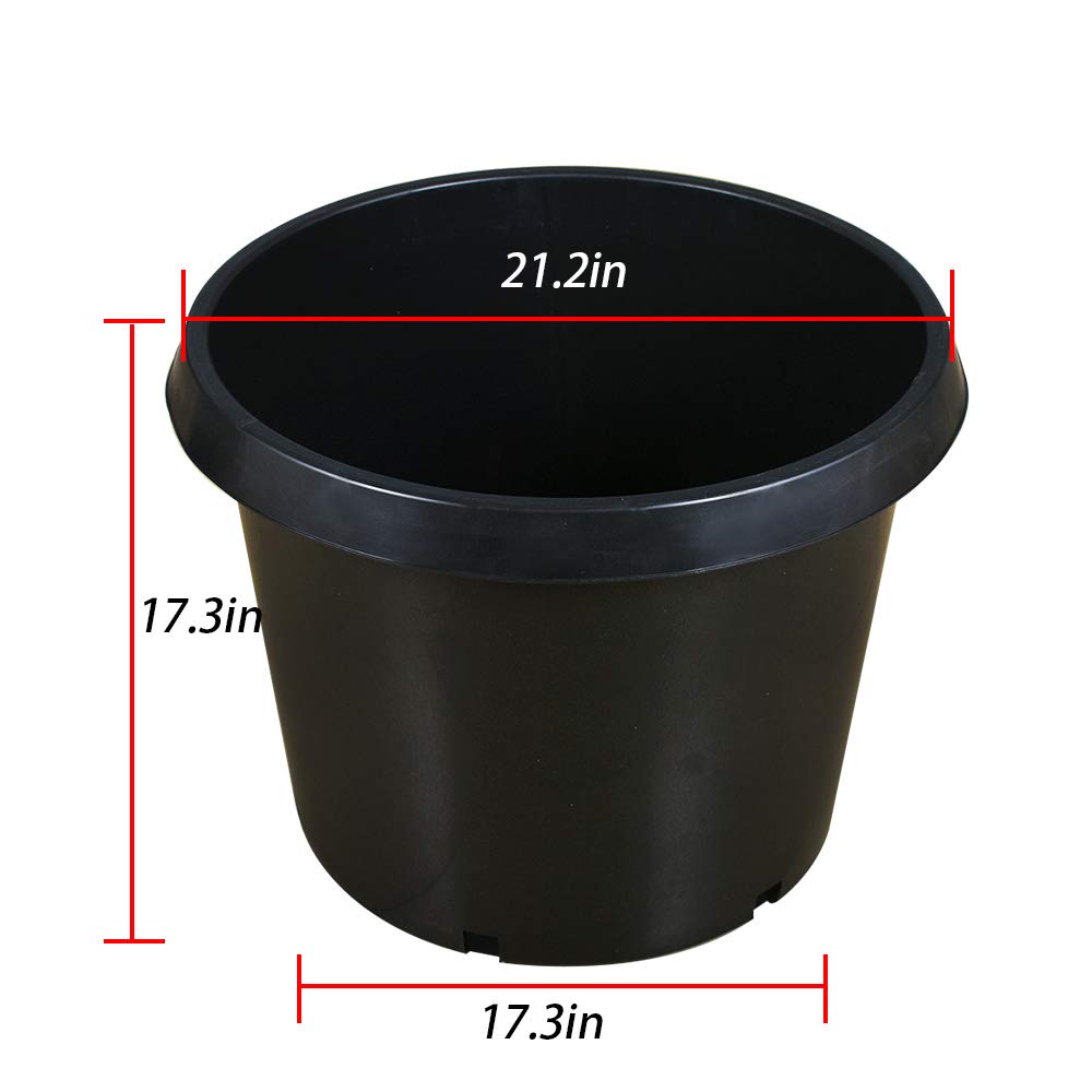 1 Gallon to 25 Gallon Nursery Pots - Durable Injection Molded Plant Containers for Soil Growing & Hydroponics - Perfect for Indoor/Outdoor Gardening, Greenhouses & Commercial Plant Nurseries (5 Gal & 20 Gal Options)