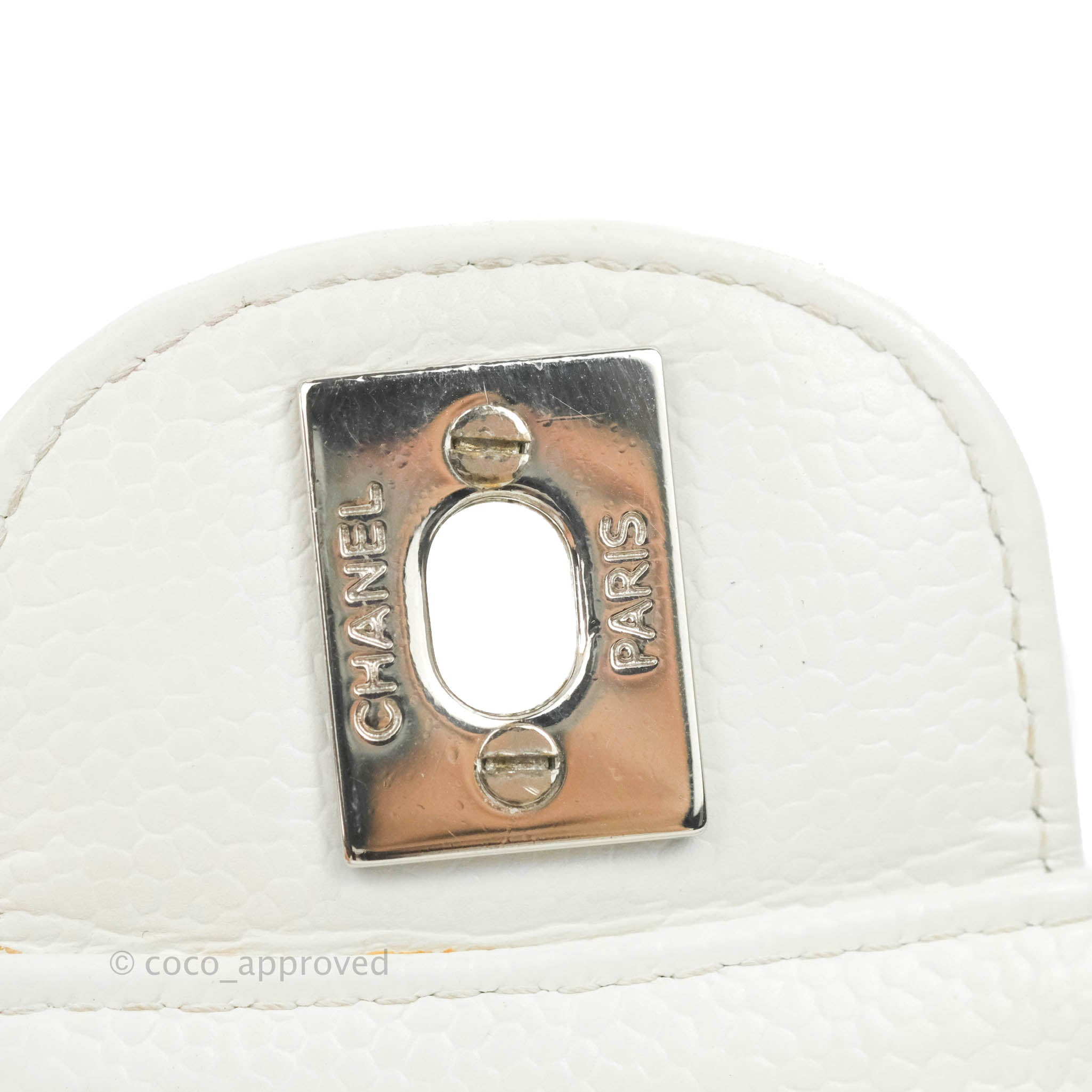 Chanel Classic M/L Medium Double Flap Bag in White Caviar Leather with Silver Hardware - Perfect for Luxury Fashion, Evening Events & Designer Handbag Collection