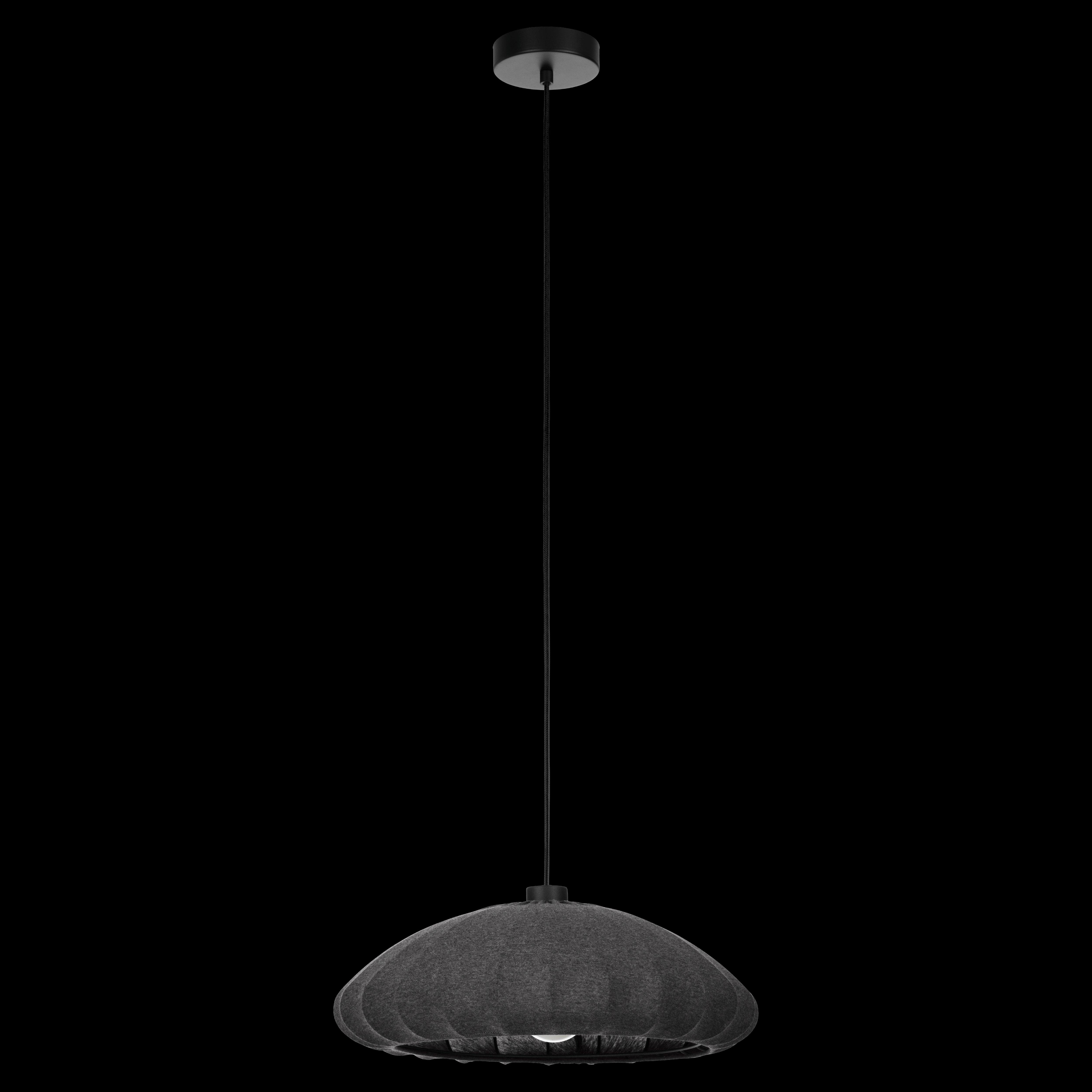 Eglo Barlaston Grey Fabric Lampshade Ceiling Pendant Light - Modern Hanging Fixture for Living Room, Bedroom & Dining Room Lighting