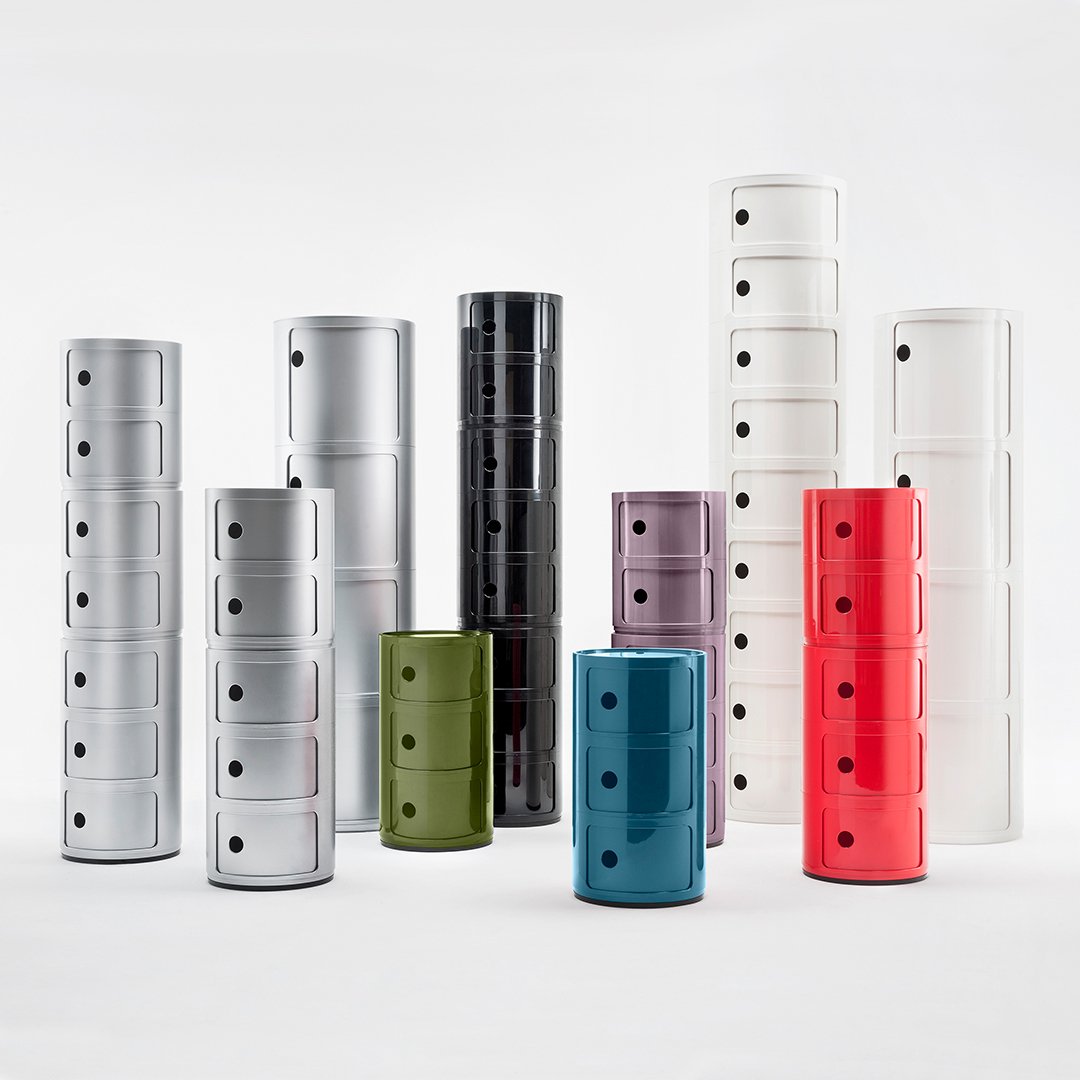 Componibili Round 3-Door Storage Tower - Modern Modular Organizer for Bedroom, Living Room & Office - Space-Saving Furniture Solution