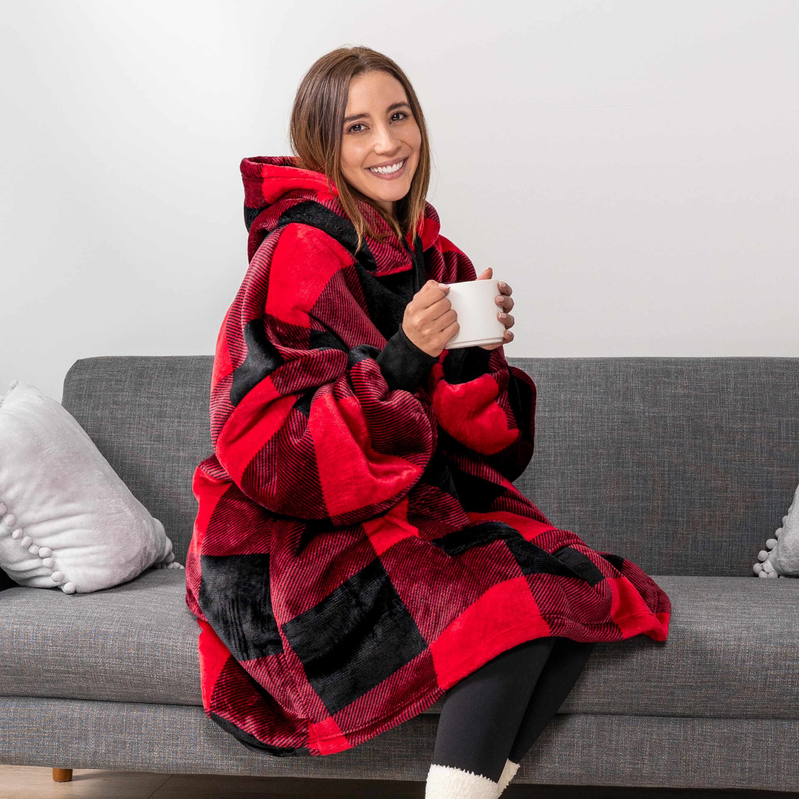 PAVILIA Women's Sherpa Wearable Blanket Hoodie - Oversized Cozy Hooded Sweatshirt Blanket for Men & Women | Perfect for Lounging, Camping & Cold Weather