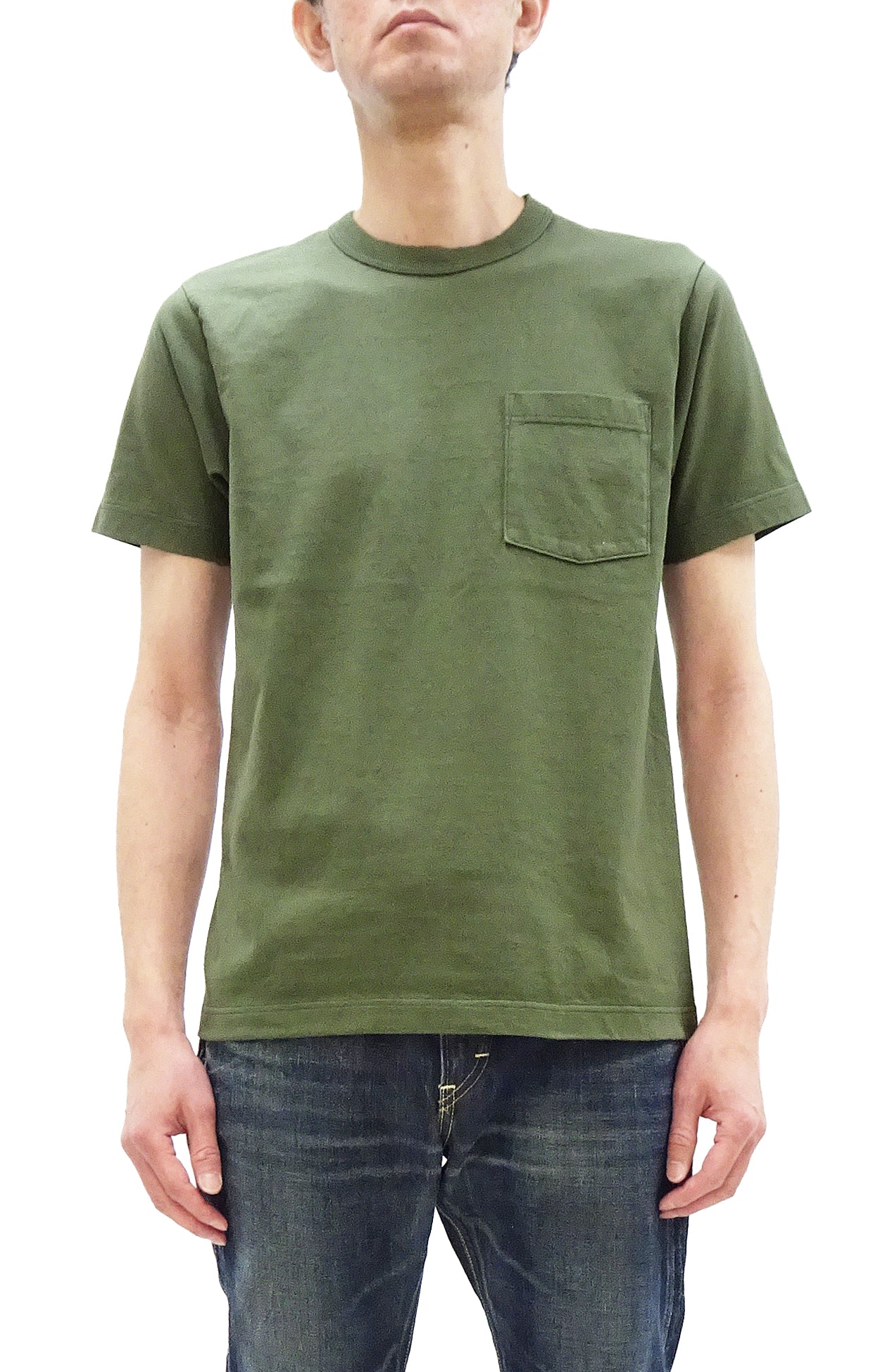 Whitesville Men's Plain Pocket T-Shirt | Short Sleeve Crewneck Loopwheel Tee | One Wash Cotton | WV78932 by Toyo Enterprises | Olive Green | Casual Wear & Everyday Outfit Essential