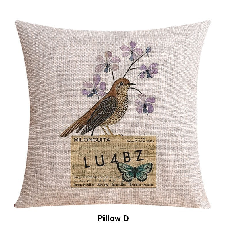 Love Birds Embroidered Throw Pillow Covers - Decorative Sofa Pillows for Kids' Room & Living Room Couch - Singing Birds Design Home Decor for Nursery, Bedroom, and Cozy Living Spaces