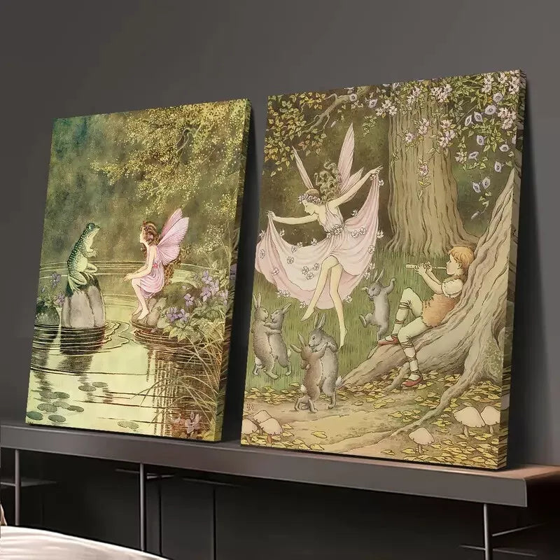 2-Piece Whimsical Forest Scene Framed Canvas Wall Art - 50x75cm High-Quality Print, 100% Australian Made, Ready to Hang - Perfect for Living Room, Bedroom & Office Decor