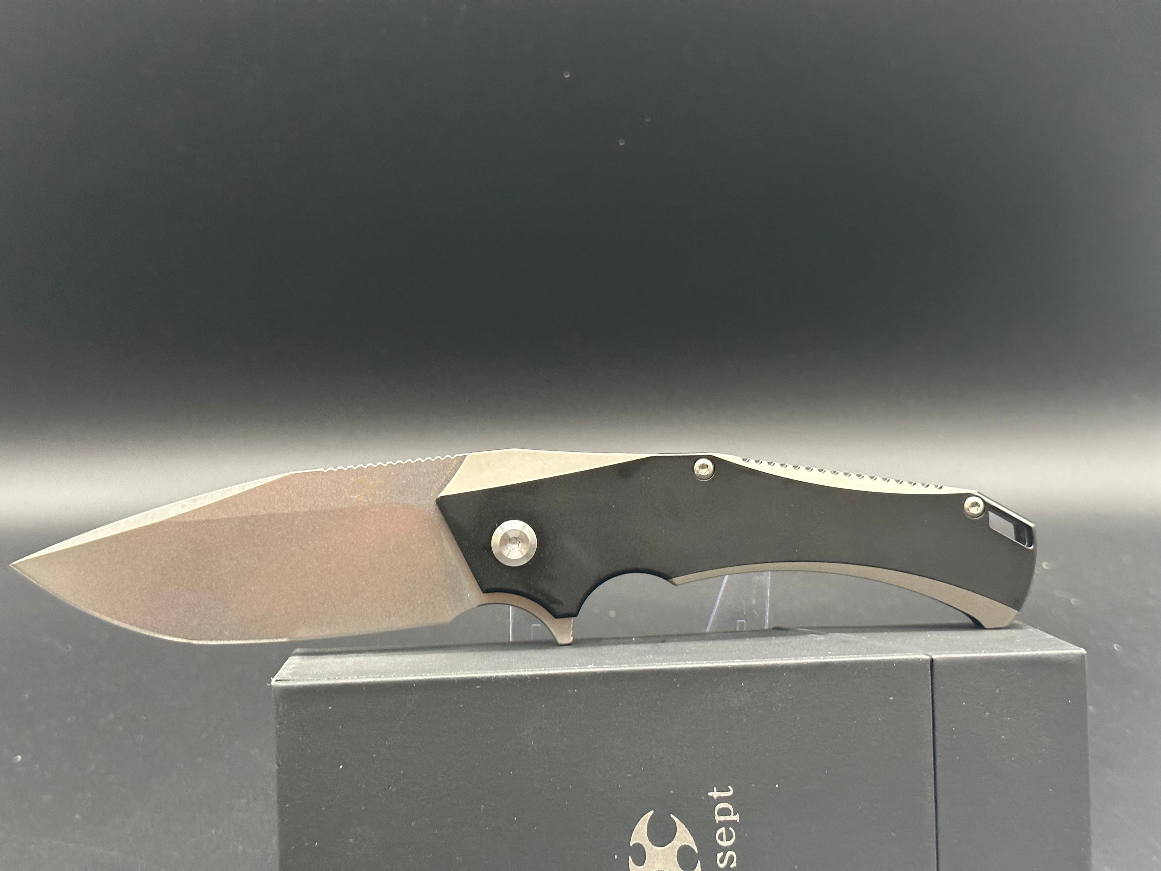 Kansept Mikkel Willumsen Hellx Black Titanium Folding Pocket Knife - EDC Tactical Knife for Outdoor Camping, Hiking & Survival Gear