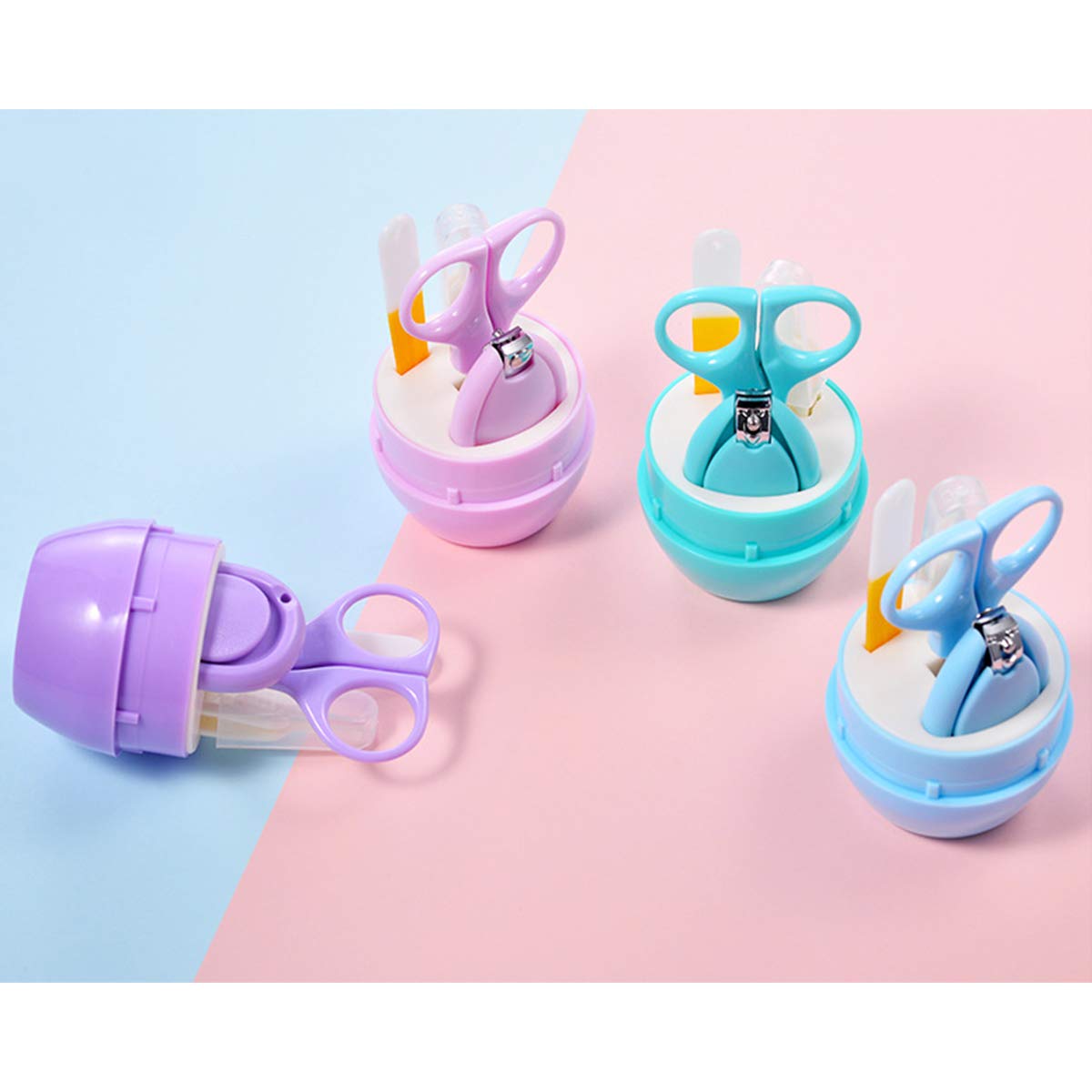 **4-in-1 Transparent Lid Baby Nail Care Kit – Safe Nail Clippers, Scissors, Nail File & Tweezers for Newborns, Infants & Toddlers (Blue) – Perfect for Gentle At-Home Baby Grooming & Hygiene**