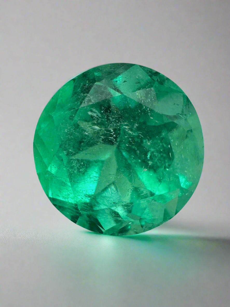 5.48 Carat Natural Colombian Emerald - 11.3x11.3mm Round Vivid Green Gemstone for Jewelry Making, Engagement Rings & Luxury Gifts