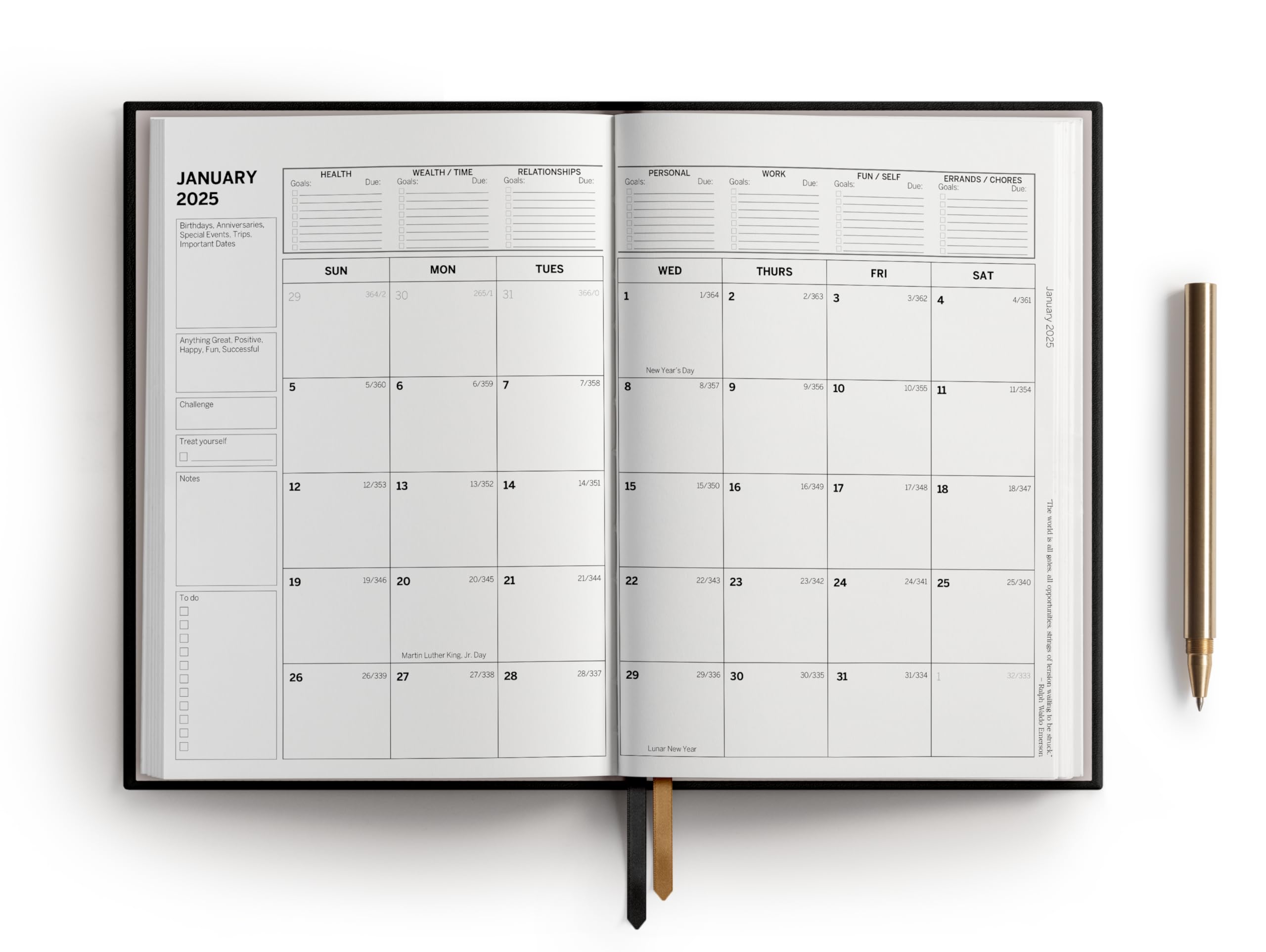 2025 Weekly & Monthly Planner - Leather Hardcover Productivity Planner with Hourly & Daily Layouts for Women & Men | 2025 Agenda & Yearly Organizer | Perfect for Work, School & Personal Goal Tracking