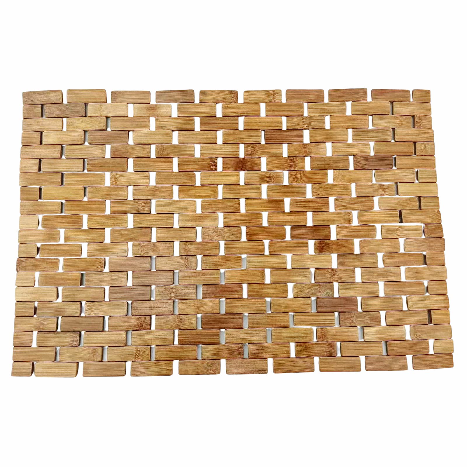 HAPPSKPFAM 100% Bamboo Non-Slip Bath Mat - Absorbent & Quick-Dry for Bathroom, SPA, Outdoor Shower - Square Medium Brown - Perfect for Wet Floors & Shower Safety