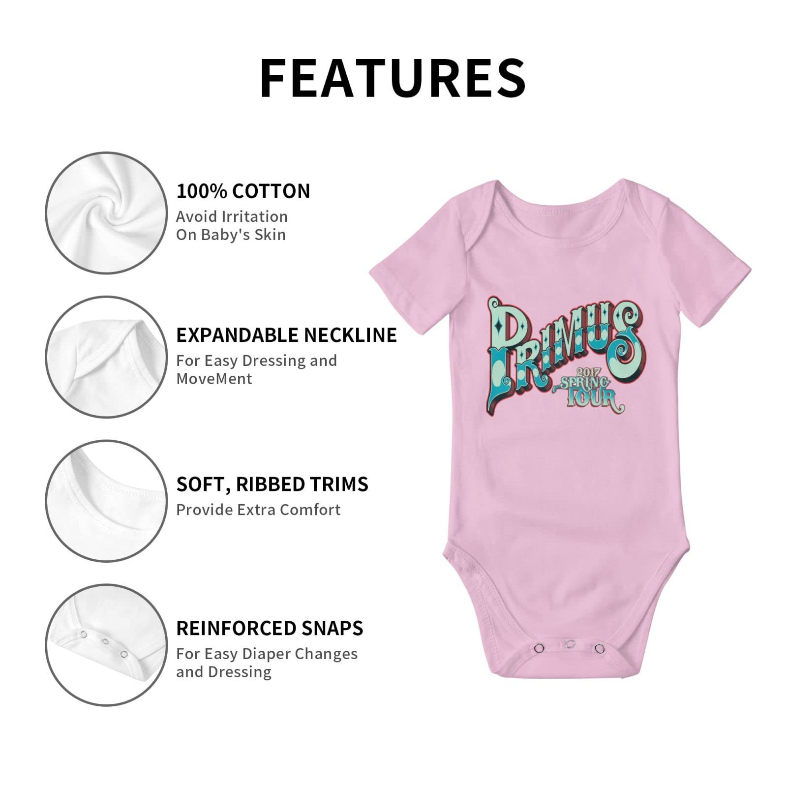 Priimus Band Baby Onesie - Soft Cotton Unisex Newborn Romper with 3D Print, Short-Sleeve Bodysuit for 0-12 Months | Cute & Comfortable Outfit for Baby Girls & Boys - Perfect for Playtime, Photos & Everyday Wear