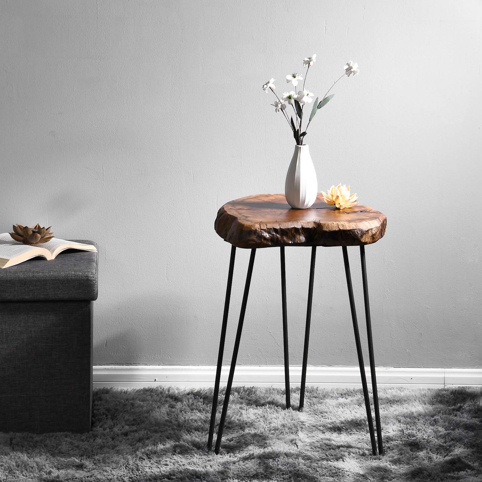 WELLAND Rustic Jujube Wood End Table, Side Table, Coffee Table - Unique Jujube Plus Design for Living Room, Bedroom & Patio Furniture Decor