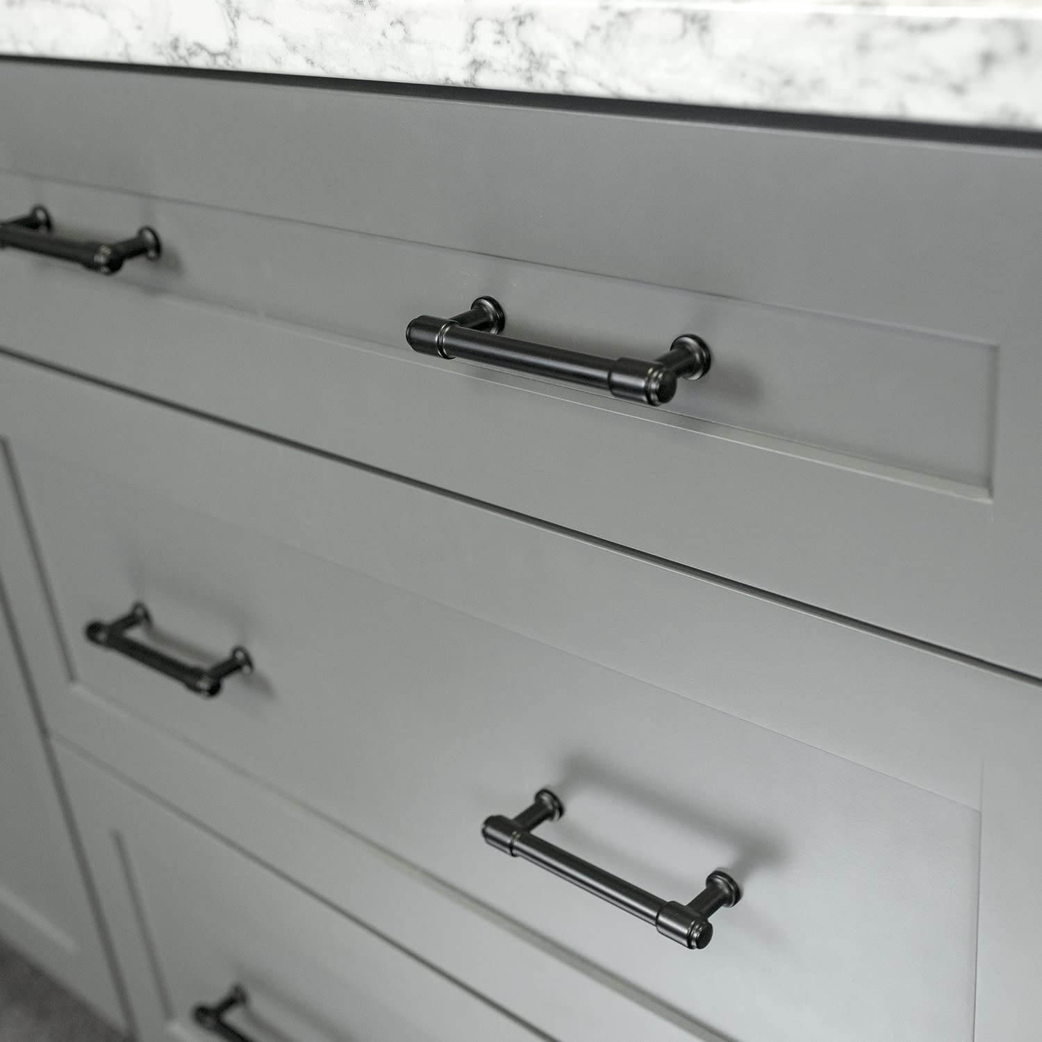 Hickory Hardware 10 Pack Solid Core Kitchen Cabinet Pulls - Matte Black Piper Collection | 3 Inch Hole Center | Luxury Cabinet Handles for Doors & Dresser Drawers | Perfect for Modern Kitchens, Bathrooms & Furniture Upgrades