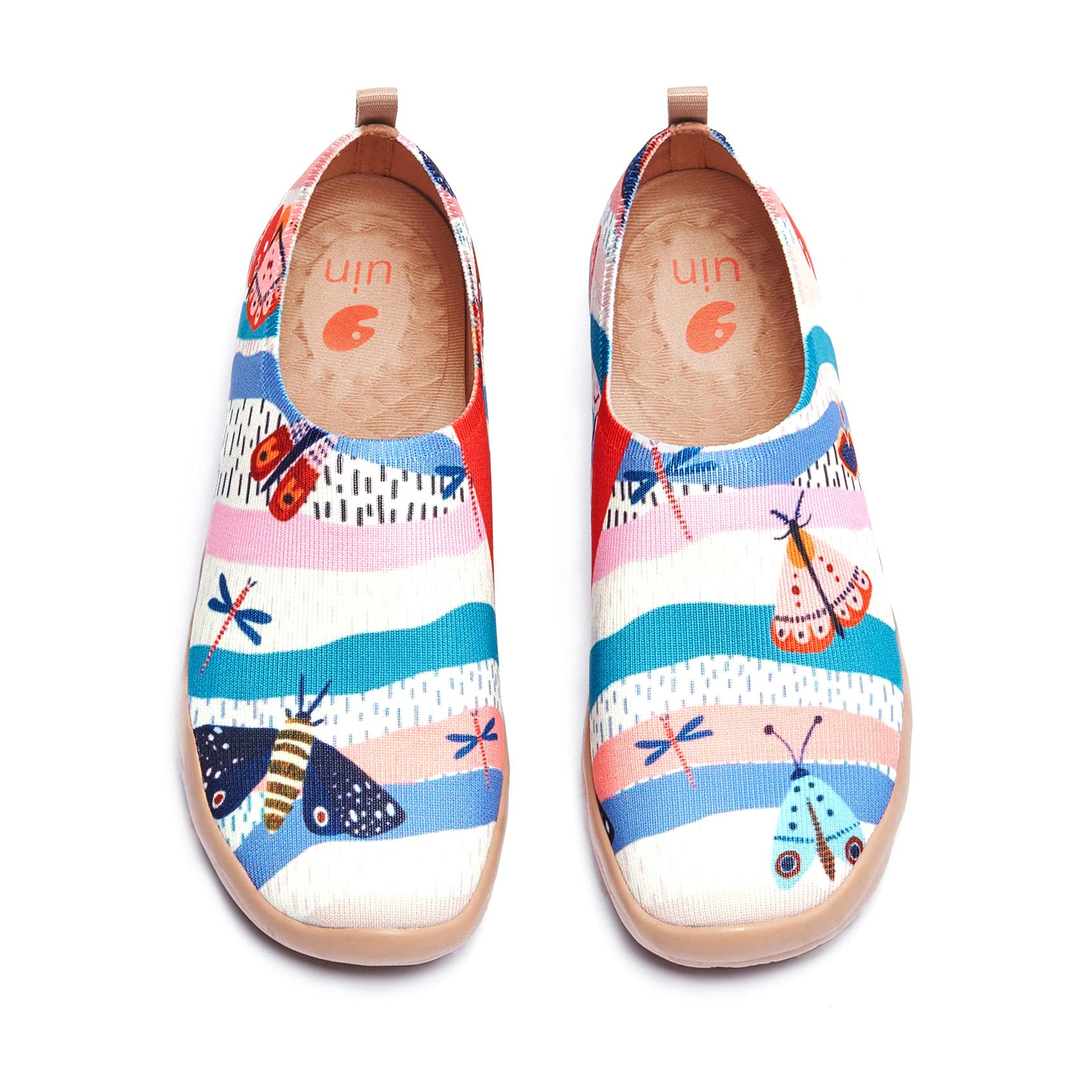 UIN Women's Slip On Sneakers - Casual Knit Loafers with Artistic Painting | Comfortable Soft Walking Shoes for Women | Perfect for Work, Travel & Everyday Wear