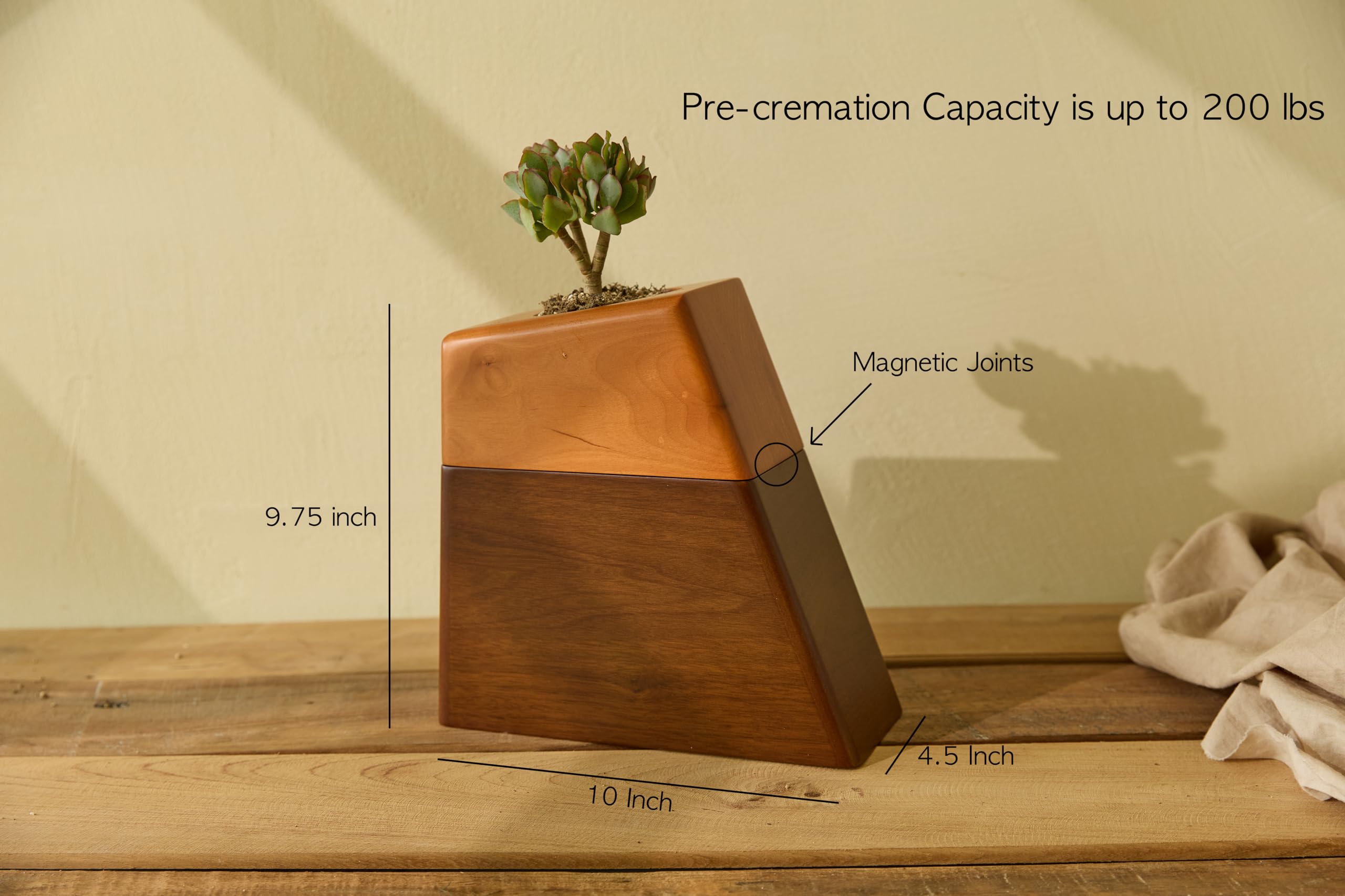 Handcrafted Wooden Cremation Urn for Adult Ashes - Elegant Plant Urn by Aspen Studio | Perfect for Memorial Services, Home Display & Scattering Ceremonies